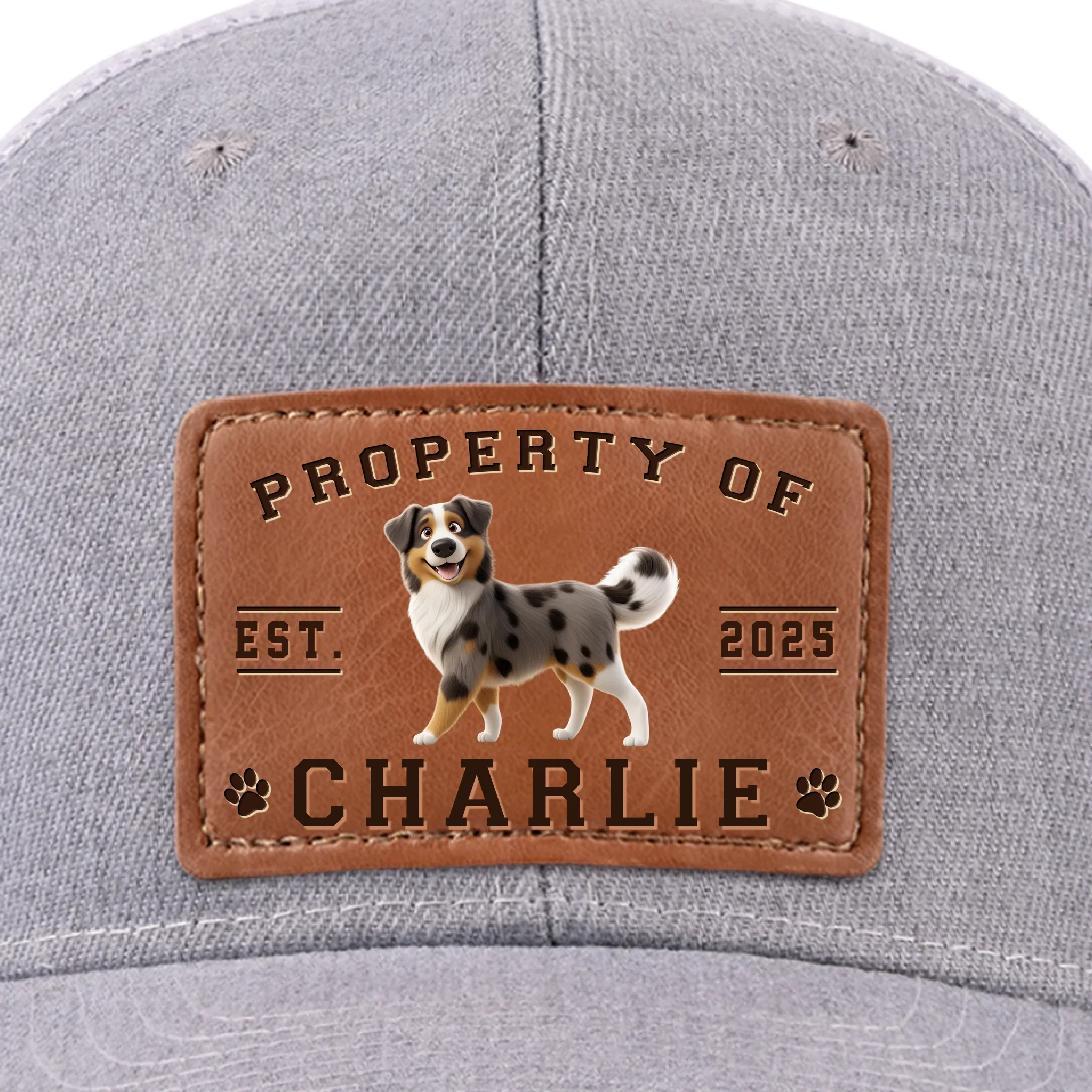 Property Of Paws - Dog Personalized Custom Leather Patch Hat - Father's Day, Gift For Pet Owners, Pet Lovers - Robaser