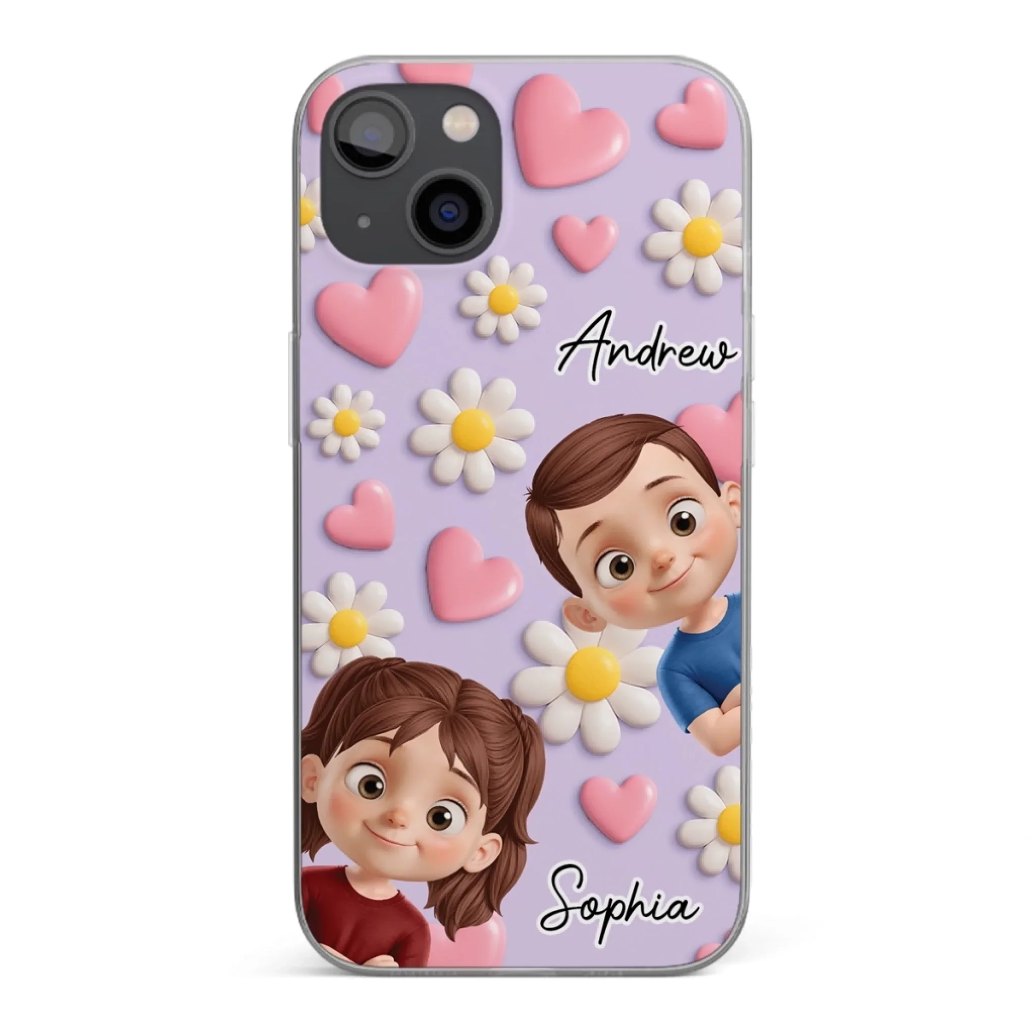 Custom 3D Inflated Effect Printed Clear Phone Case - Personalized Birthday Gifts For Mom, Grandma - Love You To Pieces - Robaser
