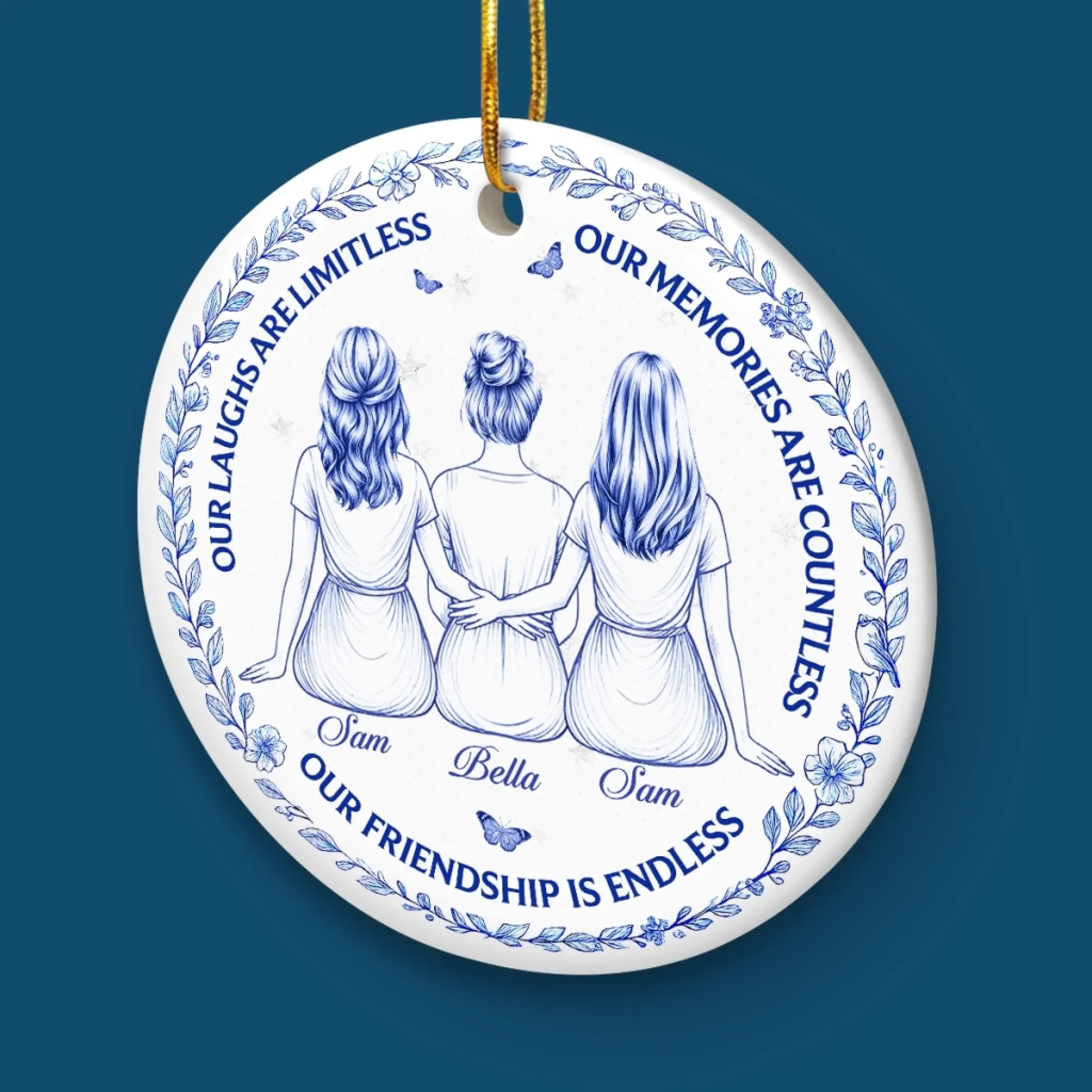 Custom Ceramic Ornament - Personalized Best Friend Christmas Birthday Gifts For Women, Besties, Sisters, BFF - Our Friendship Is Endless - Robaser
