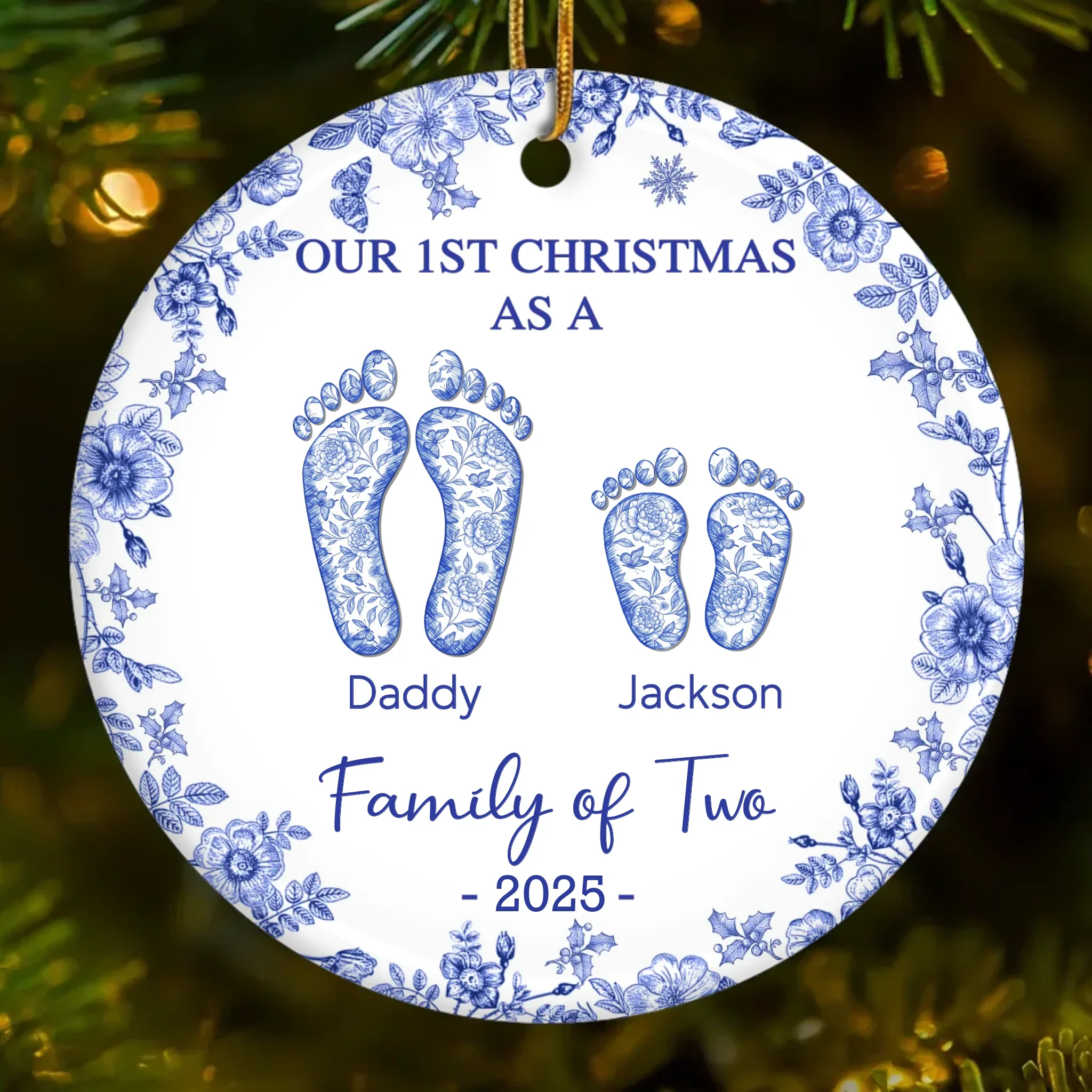 Custom First Christmas Ceramic Ornament - Personalized Christmas Birthday Gifts For Mom, Dad, Brother, Sister, Kids - Together Wrapped In Winter Magic - Robaser