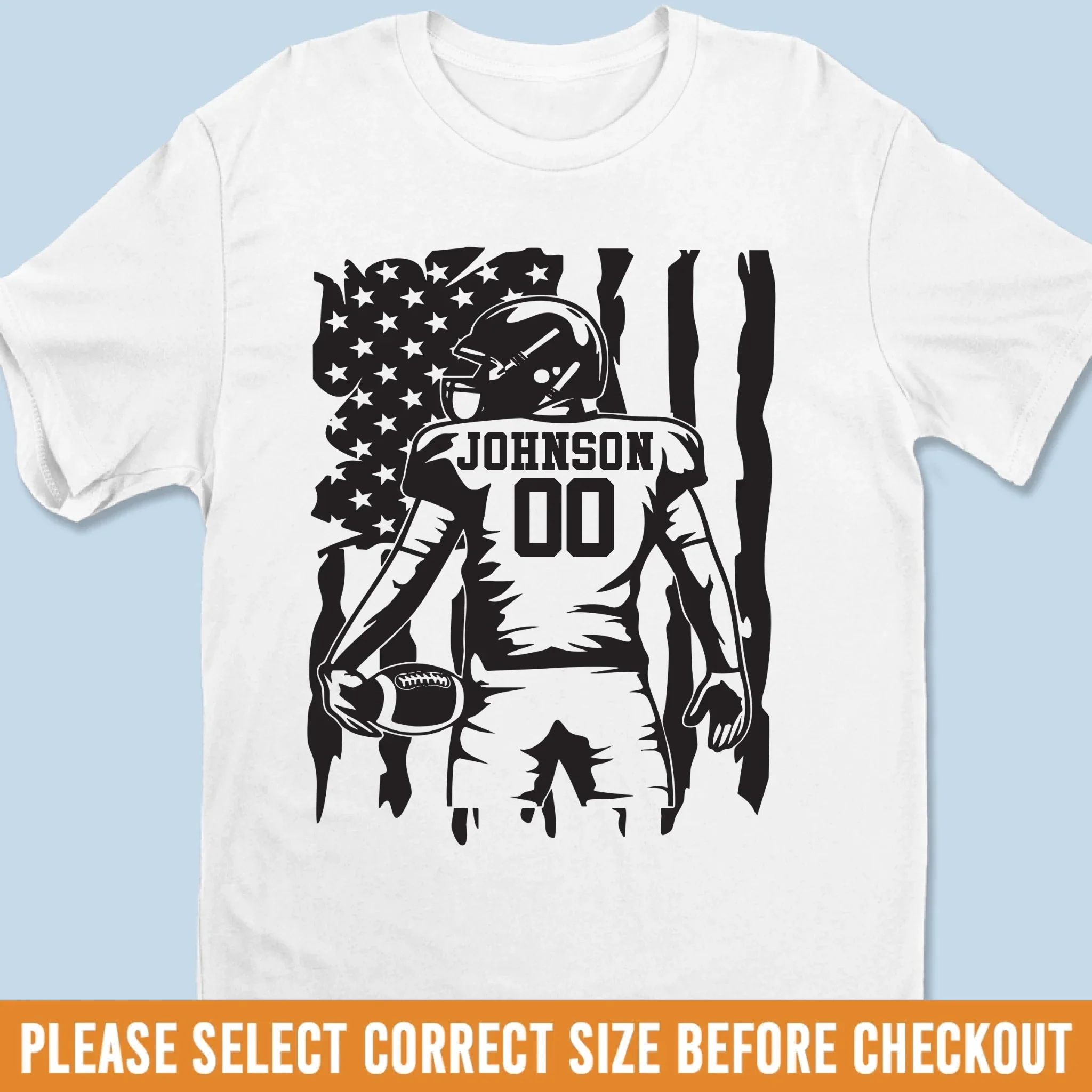 Custom Football Player T-shirt, Hoodie - Personalized Birthday Football Gifts For American Football Players, Football Lovers, NFL Fans - American Football With Flag - Robaser