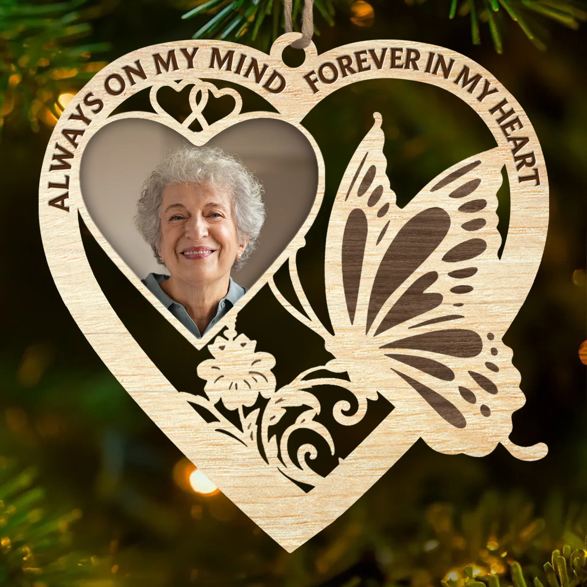 Custom Photo Wood Ornament - Personalized Christmas Memorial Sympathy Gifts For Loss Of Mom, Dad - In Loving Memory - Robaser