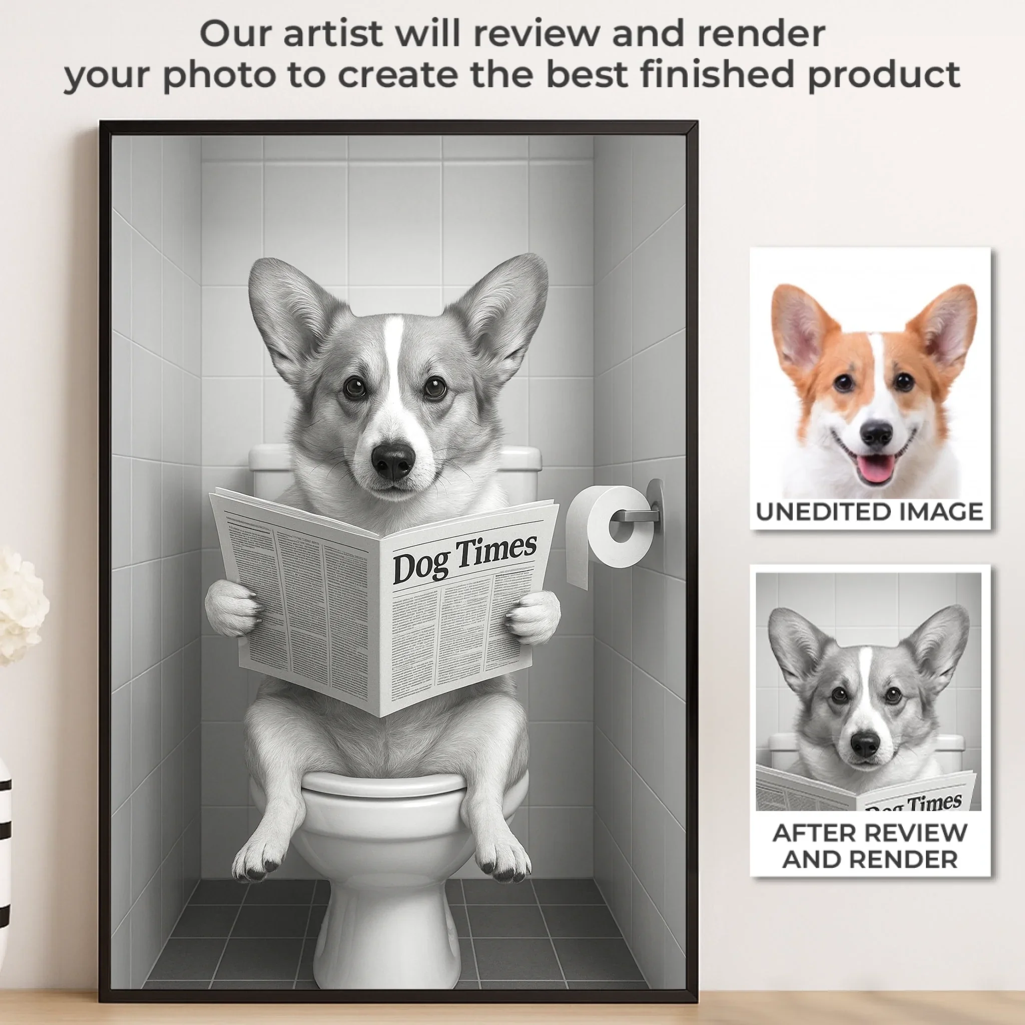 Custom Photo Bathroom Vertical Poster - Personalized  Birthday Gifts For Dog Cat Lovers, Dog Dad And Mom, Cat Owners - Do Not Disturb, I  m Reading The Dog Times - Robaser