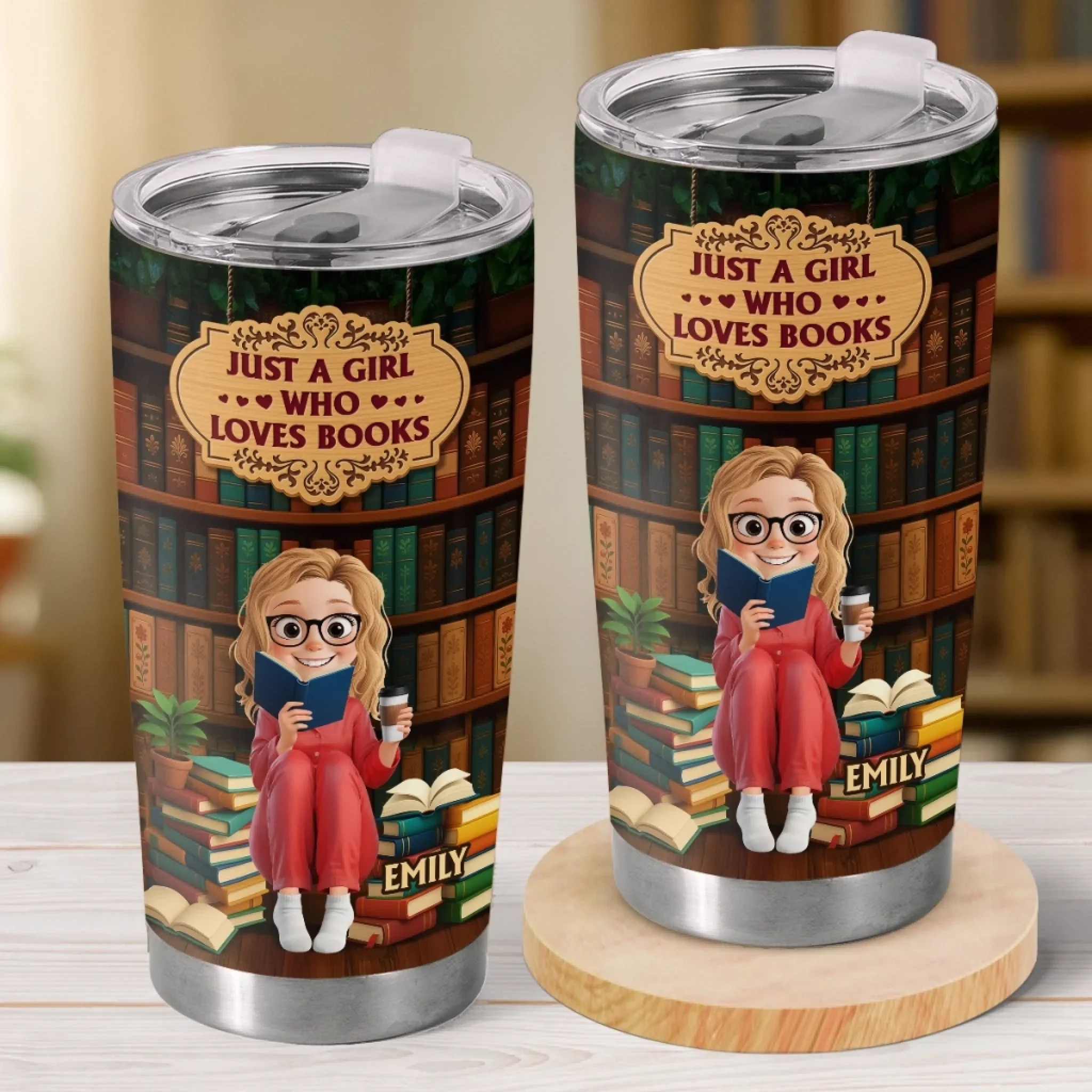 Custom Tumbler - Personalized Bookish Gifts For Book Lovers, Bookworms, Readers - Just A Girl Who Loves Books - Robaser