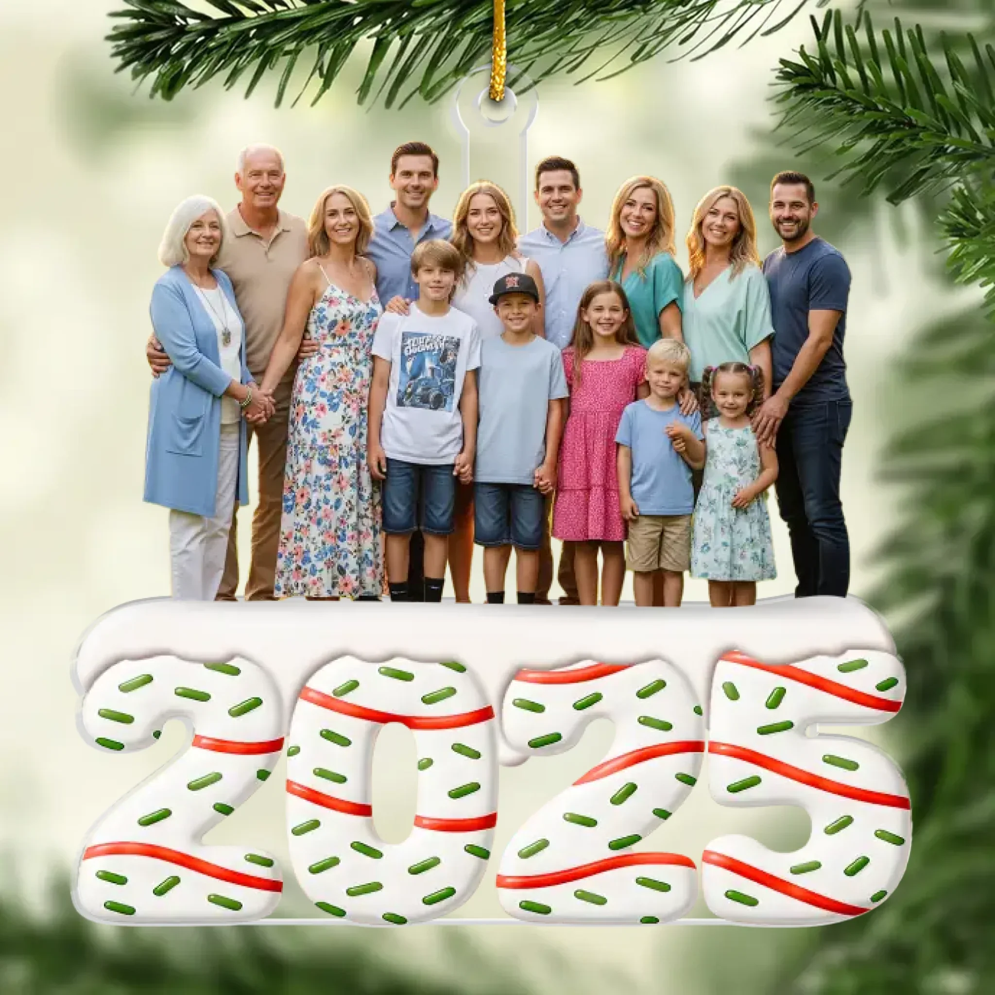 Custom Photo Acrylic Ornament - Personalized Christmas Gifts For Mom, Dad, Brother, Sister, Kids, Grandpa, Grandma - Our Big Family - Robaser