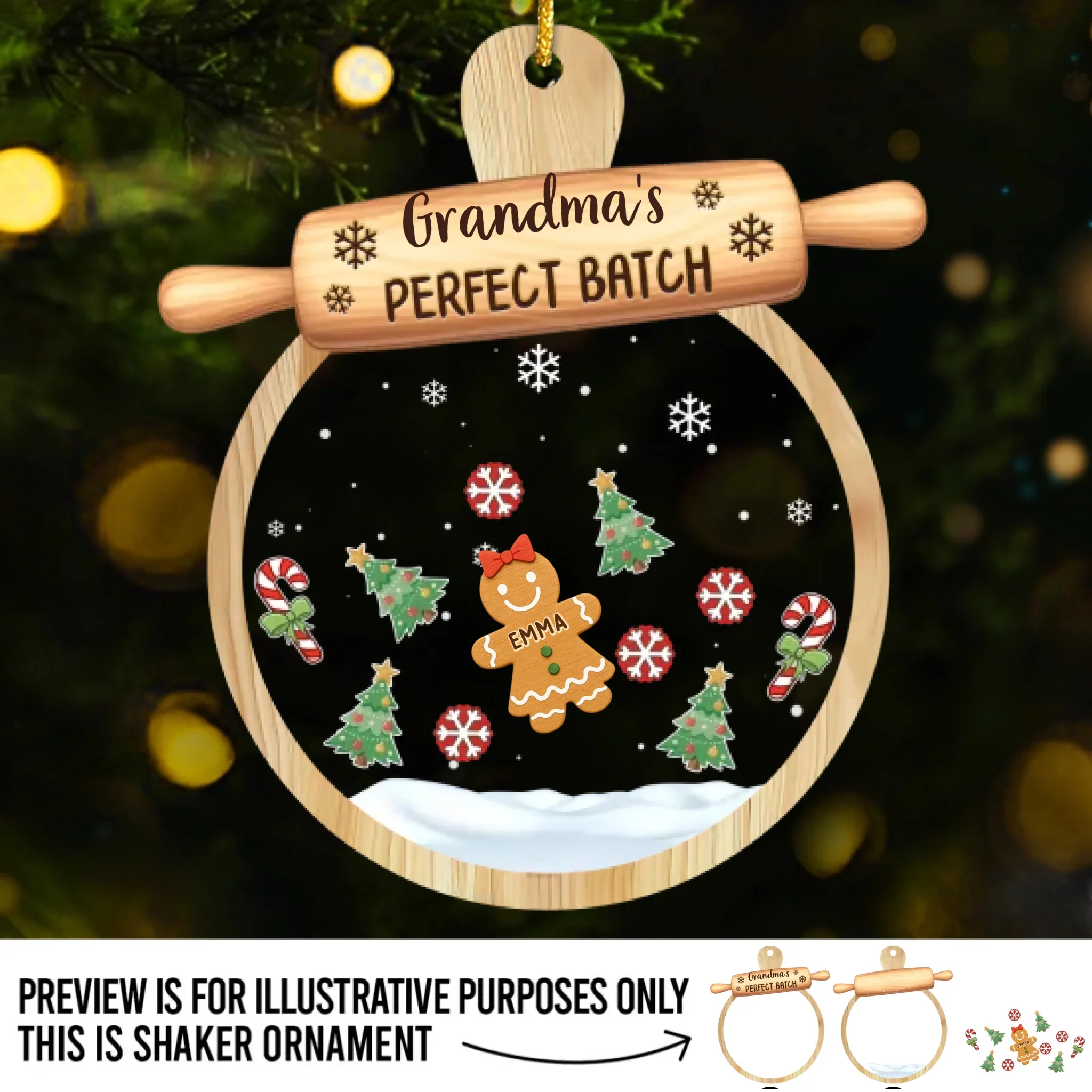 Custom 3 Layers Shaker Ornament - Personalized Christmas Birthday Gifts For Mom, Grandma - Love Gathers Here Always - Robaser