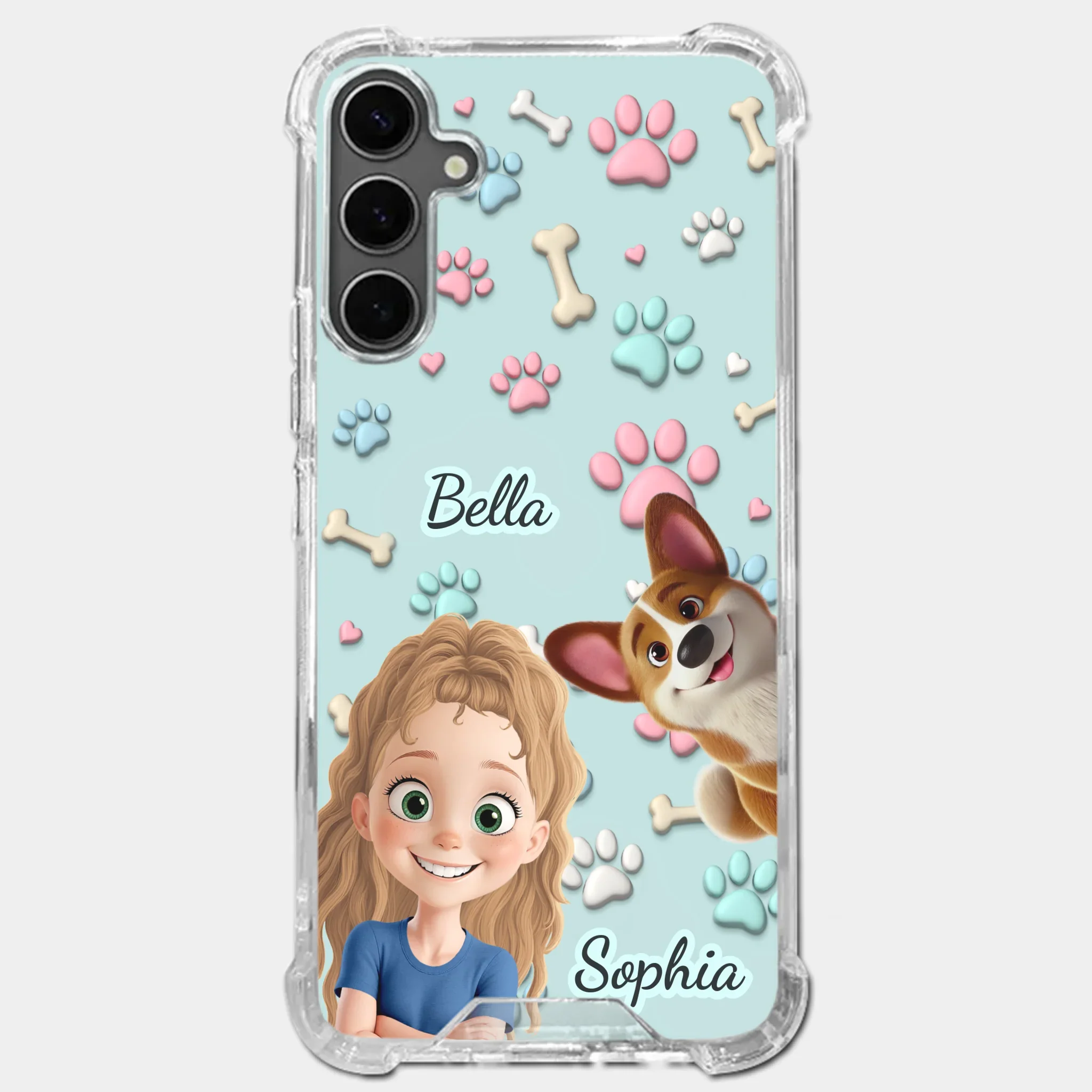Custom 3D Inflated Effect Printed Clear Phone Case - Personalized Birthday Gifts For Dog Lovers, Dog Dad And Mom - Pawfect Moments Together - Robaser