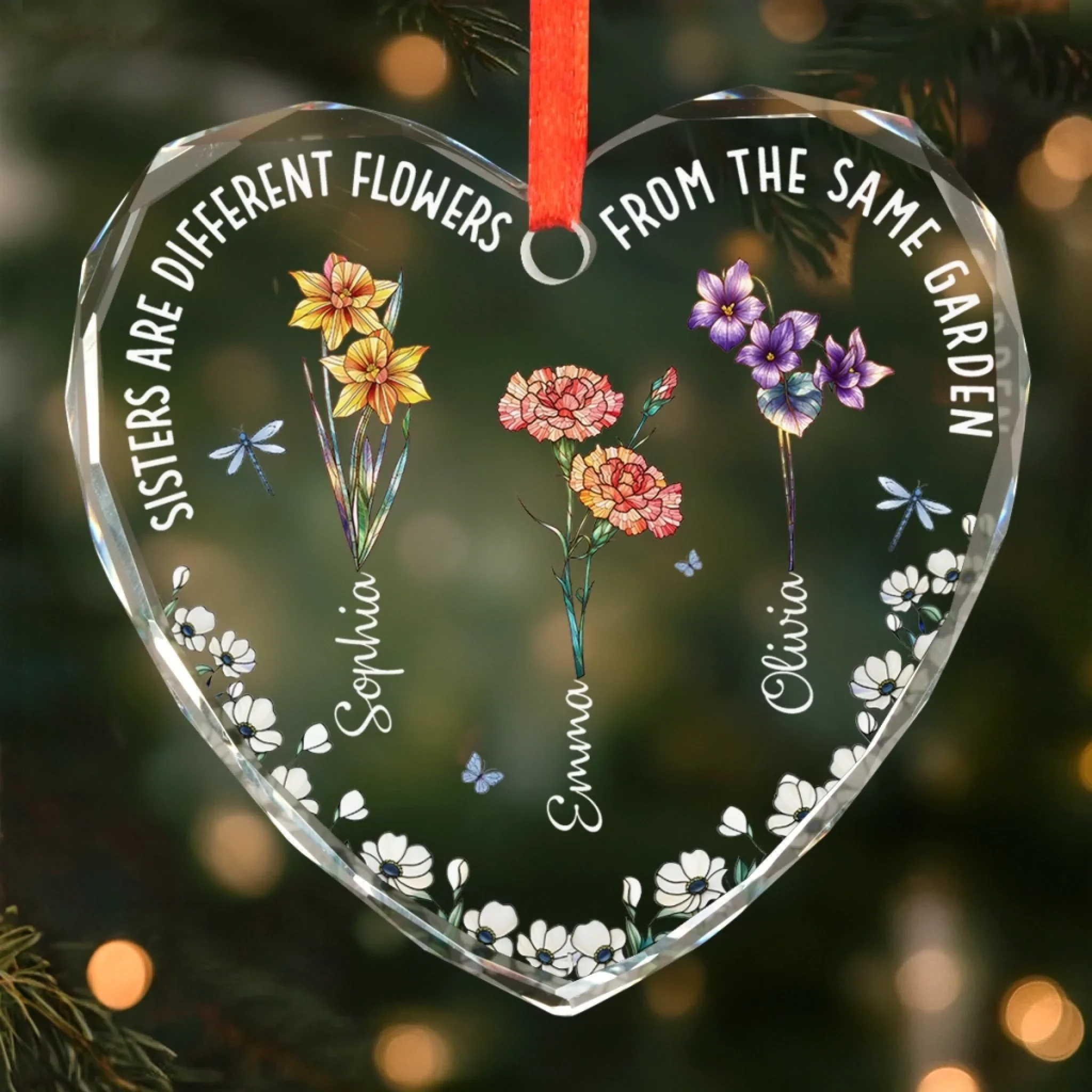 Custom Heart Glass Ornament - Personalized Christmas Best Friend Birthday Gifts For Women, Besties, Sisters, BFF - No Miles Can Keep Us Apart - Robaser