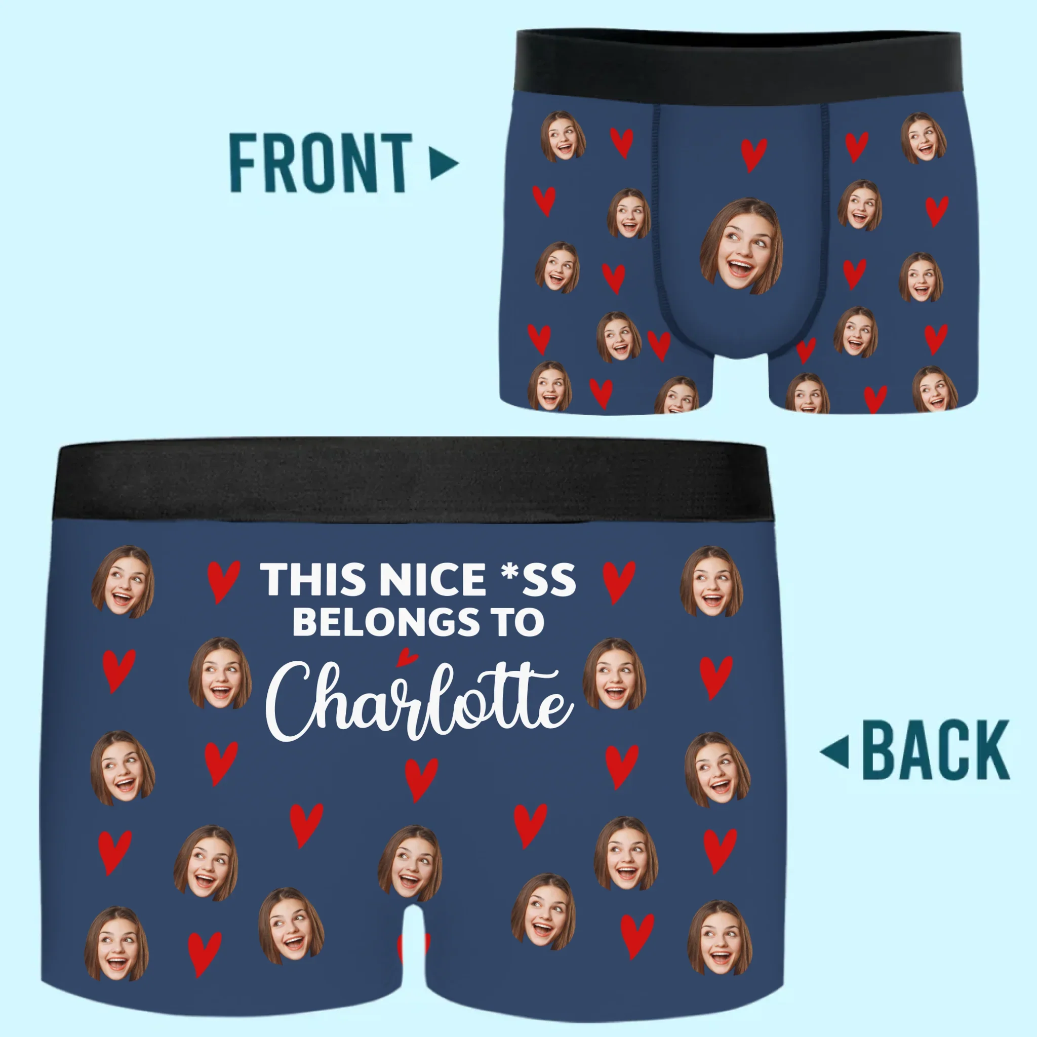 Custom Photo Reserved For My Babe Only - Couple Personalized Custom Boxer Briefs, Men's Boxers - Gift For Husband Wife, Anniversary - Robaser