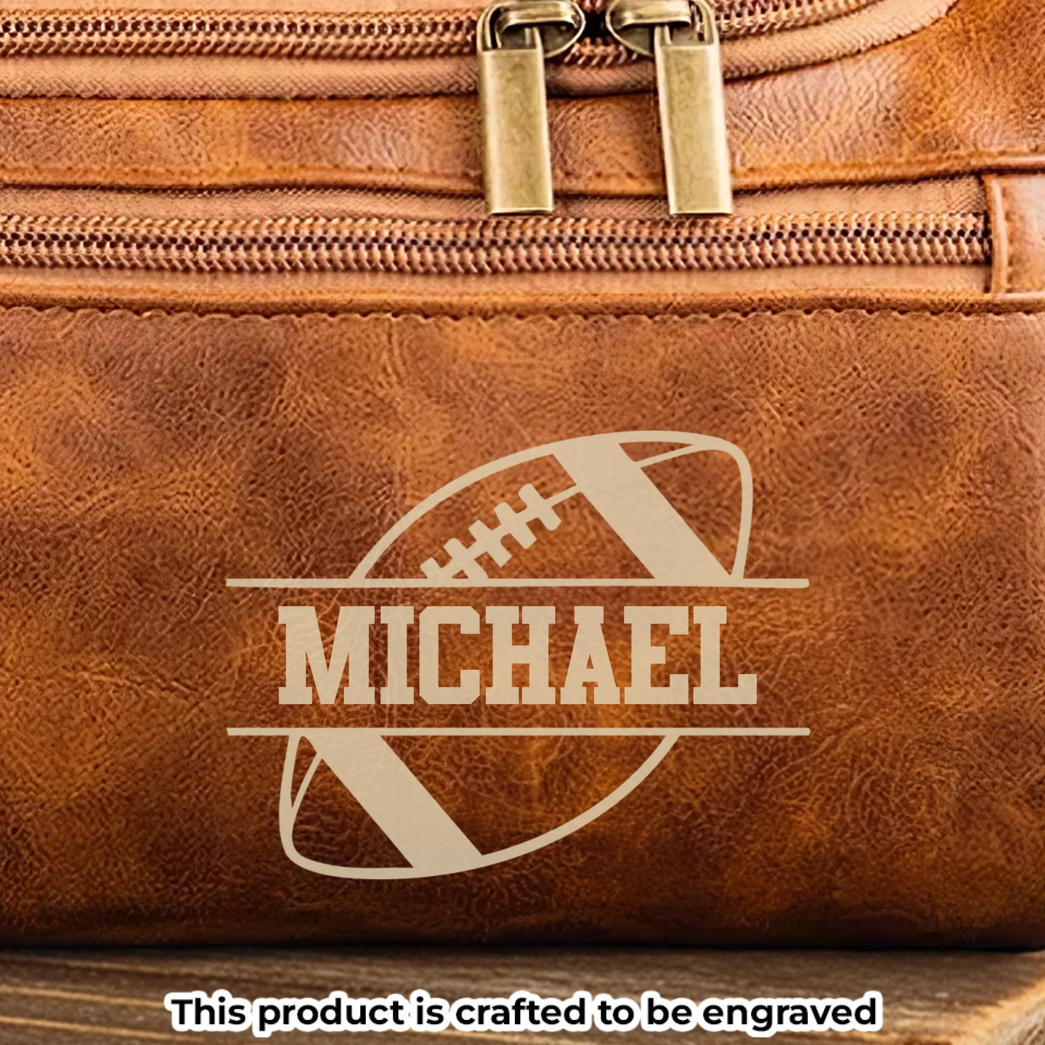 Custom Engraved Leather Toiletry Bag - Personalized  Christmas Birthday American Football Gifts For Football Lovers, Sports Fans, Sports Lovers - Keep Your Gear Game Strong - Robaser