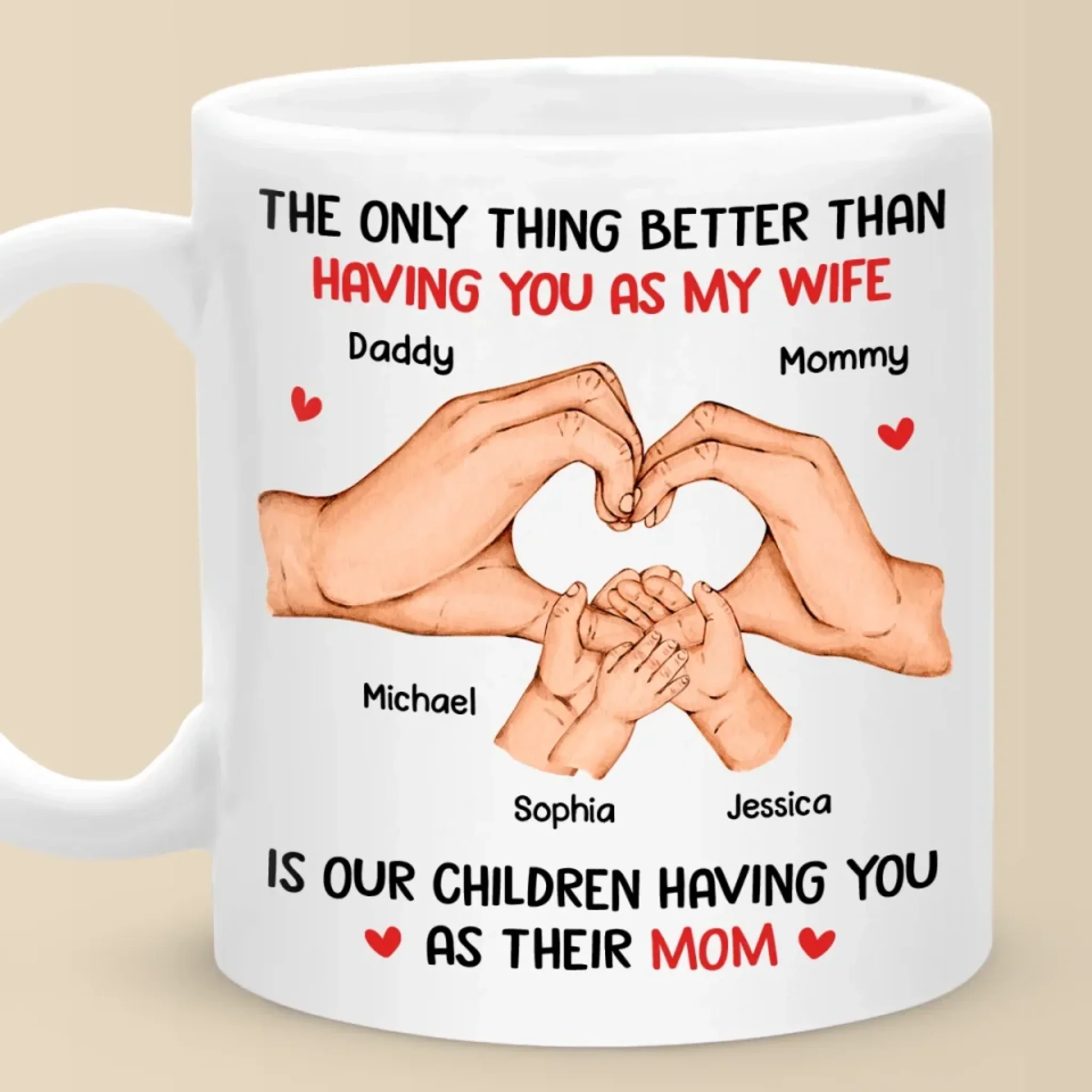 You  re Not Just My Love, You  re The Heart Of Our Family - Family Personalized Custom Mug - Mother's Day, Gift For Wife, Anniversary - Robaser