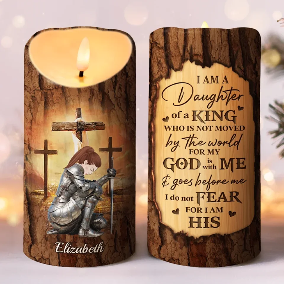 As A Warrior Of God And The Son Of The King, I Carry His Strength Within Me - Family Personalized Custom LED Candle - Christmas Gift For Yourself, Best Friends, Sisters, Family Members - Robaser