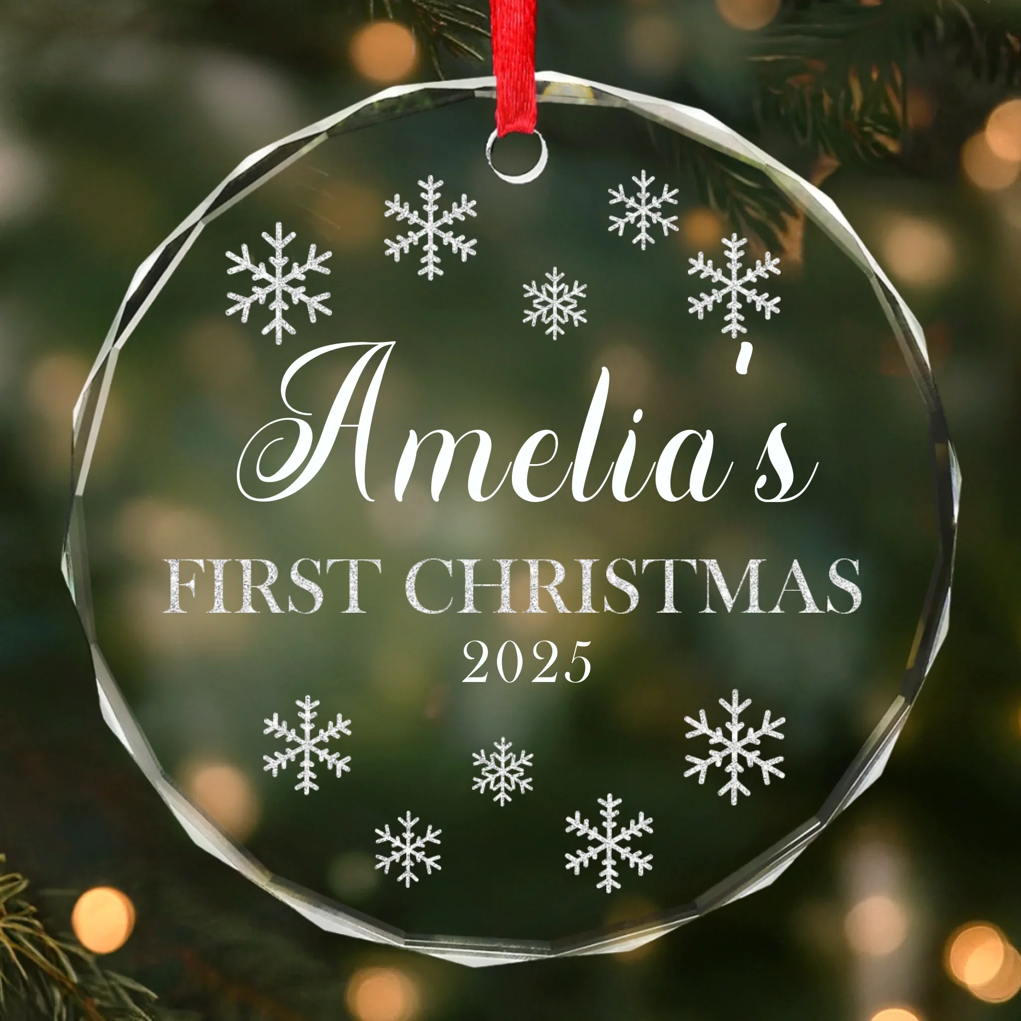 Custom Baby First Christmas Glass Ornament - Personalized Christmas Baby Shower, Gifts For New Moms, New Dads, New Parents - Little Star Shines Bright - Robaser