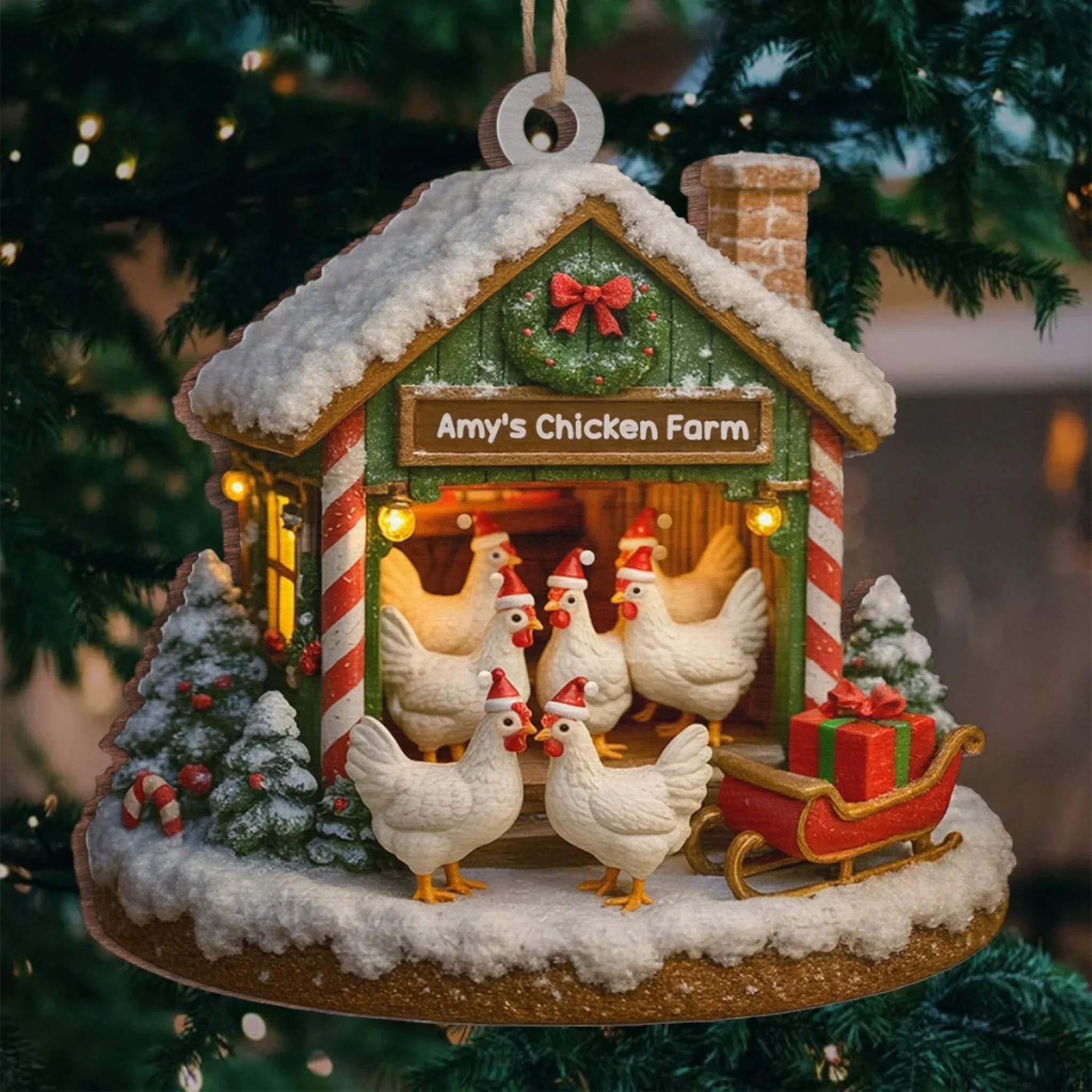 Custom Wood Ornament - Personalized Christmas Birthday Gifts For Women, Men - Merry Chickmas - Robaser