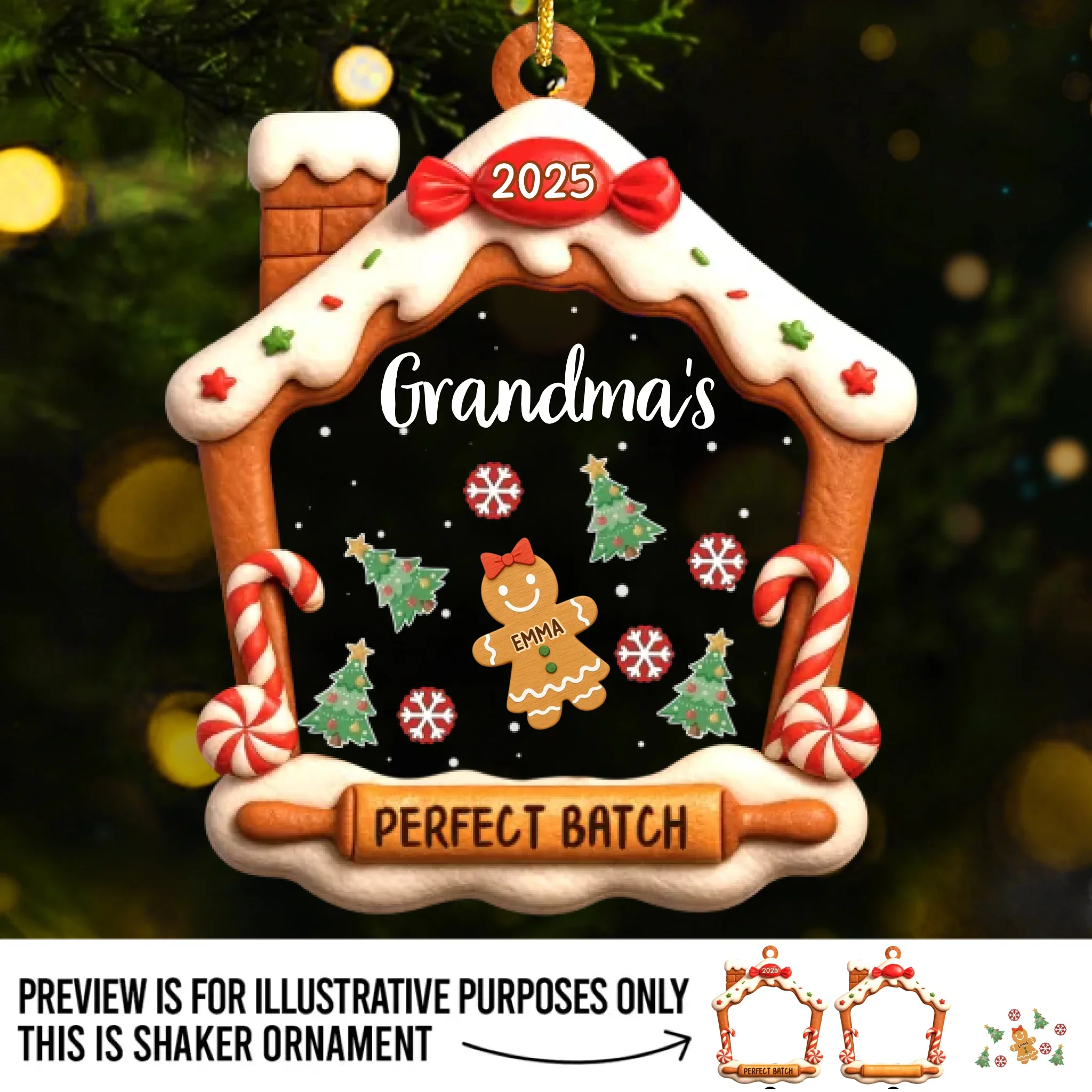 Custom 3 Layers Shaker Ornament - Personalized Christmas Birthday Gifts For Mom, Grandma - Shaken With Love Wrapped In Joy - Robaser