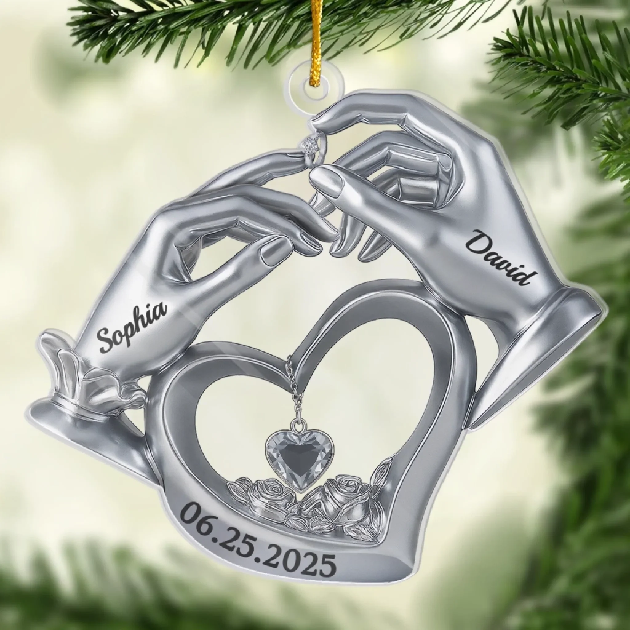 Custom Acrylic Ornament - Personalized Anniversary Christmas Wedding Gifts For Husband And Wife, Him And Her - A Love To Cherish Forever - Robaser