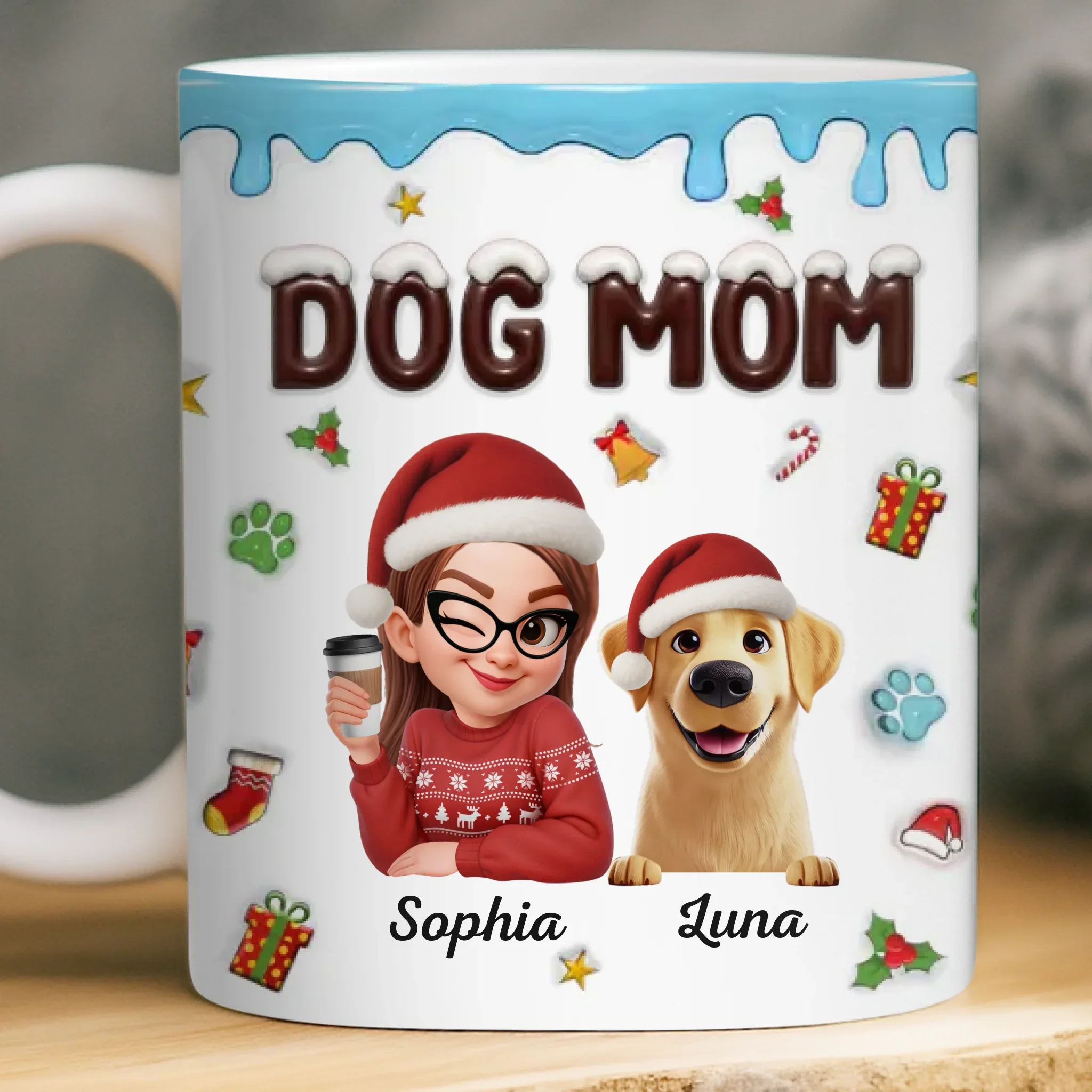 Custom Mug - Personalized Christmas Birthday Gifts For Dog Lovers, Dog Dad And Mom - Proud Dog Mom Energy - Robaser
