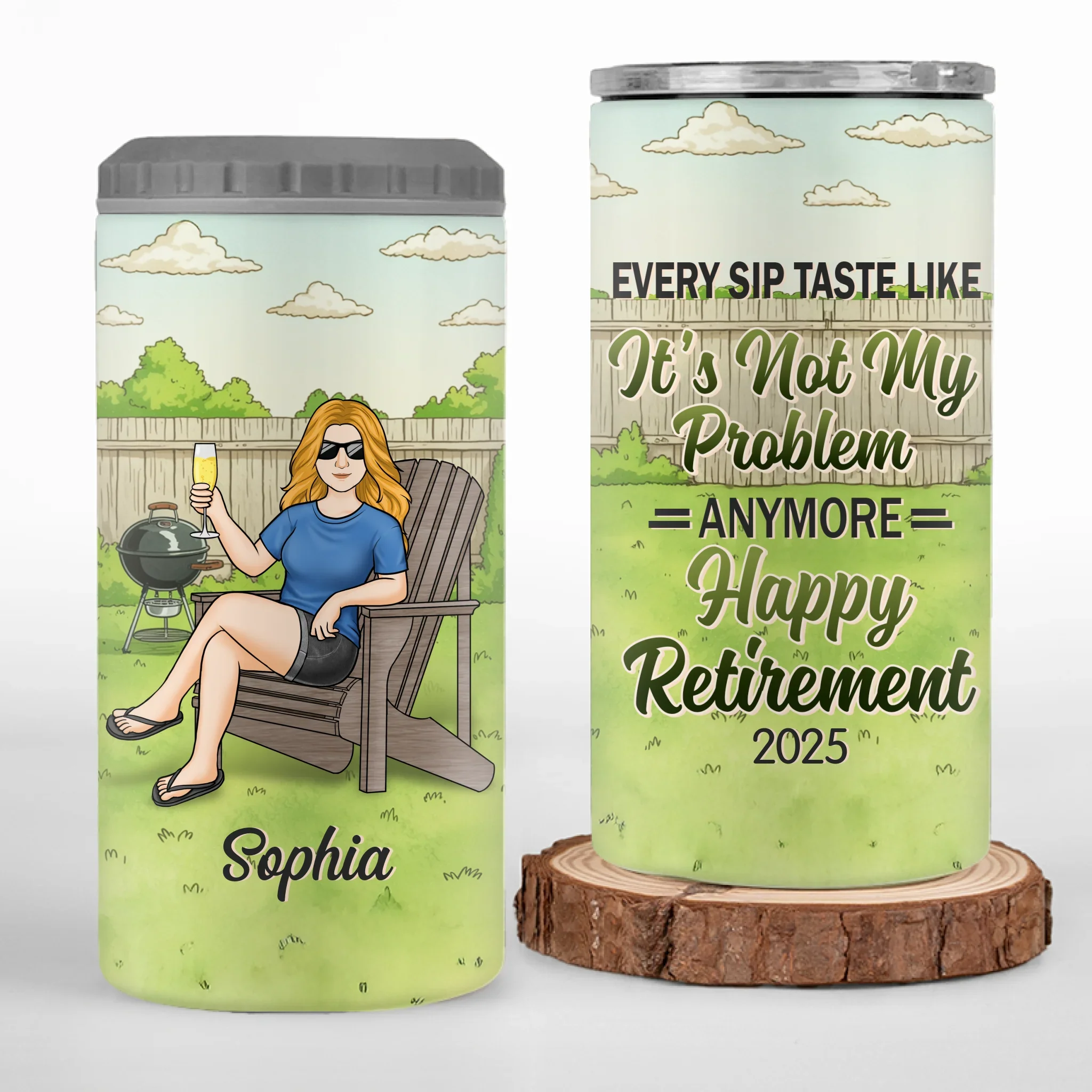Custom 4 In 1 Can Cooler Tumbler - Personalized Retirement Gifts For Women, Men - Vacation Is My New Job - Robaser