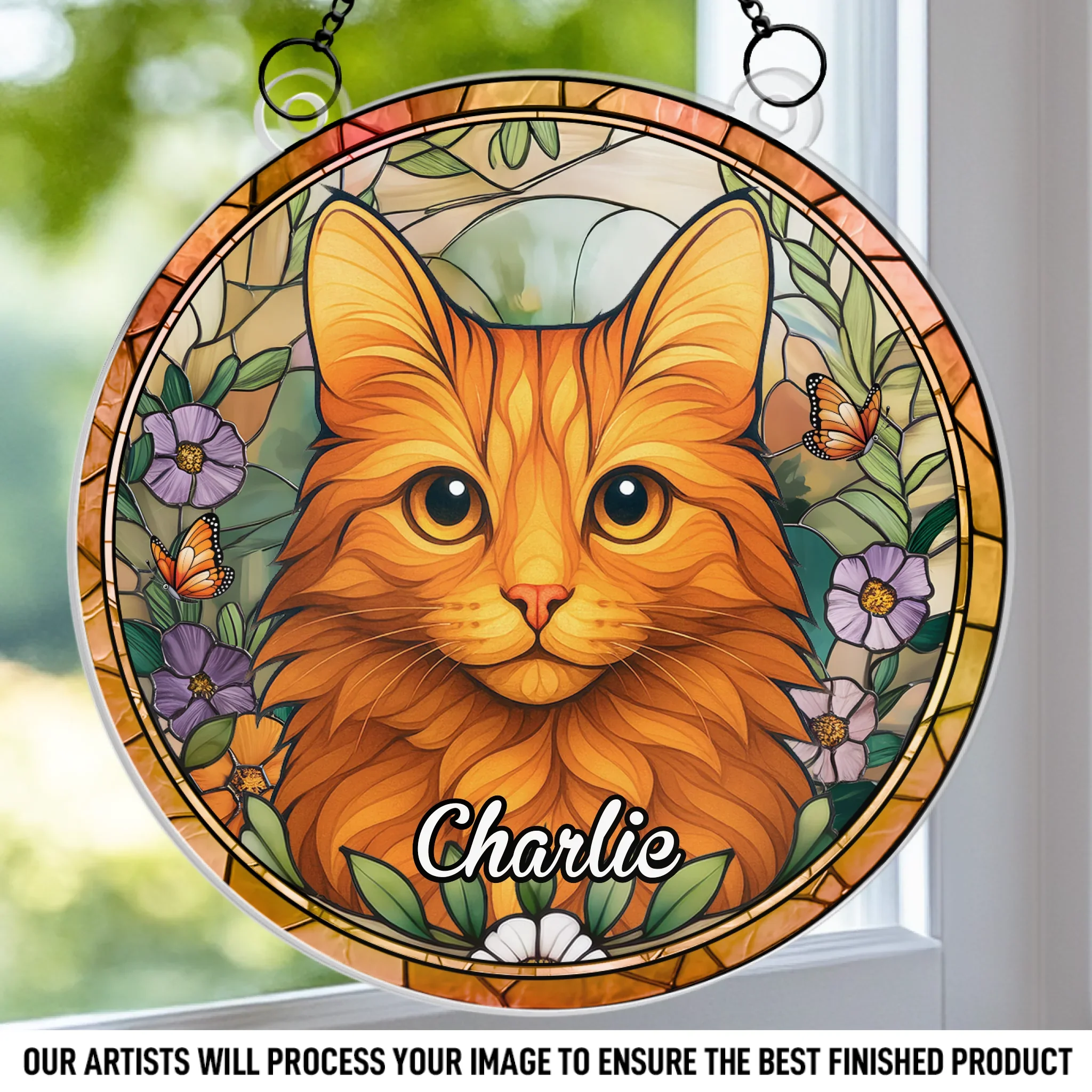 Custom Photo Window Hanging Suncatcher Ornament - Personalized Pet Memorial Sympathy Gifts For Dogs, Cats - Furry Friend, Sunny Window - Robaser
