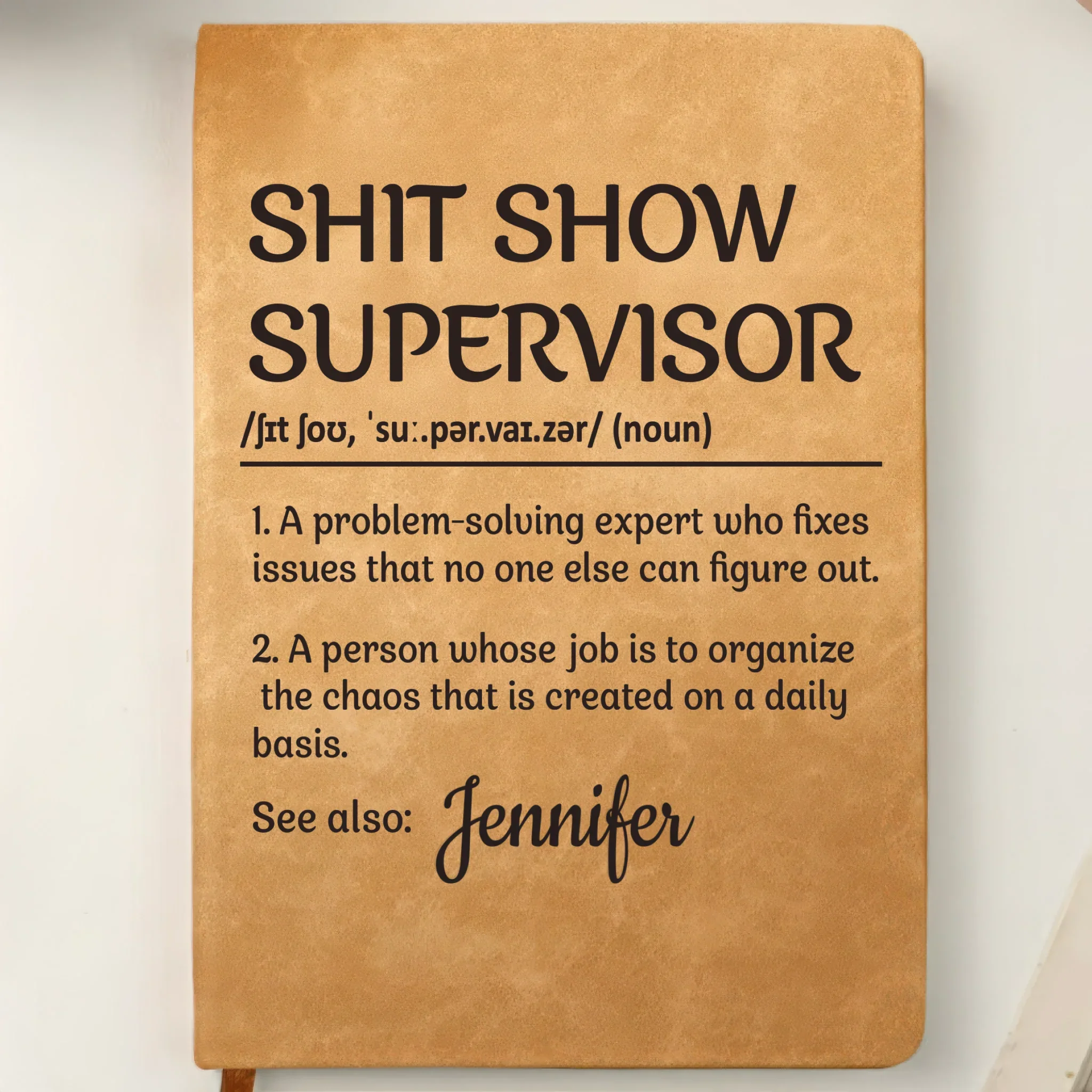 Custom Leather Writing Journal - Personalized Funny  Gifts For Best Friends, Family, Coworker, Work Bestie, Yourself - Deadline Survivor - Robaser