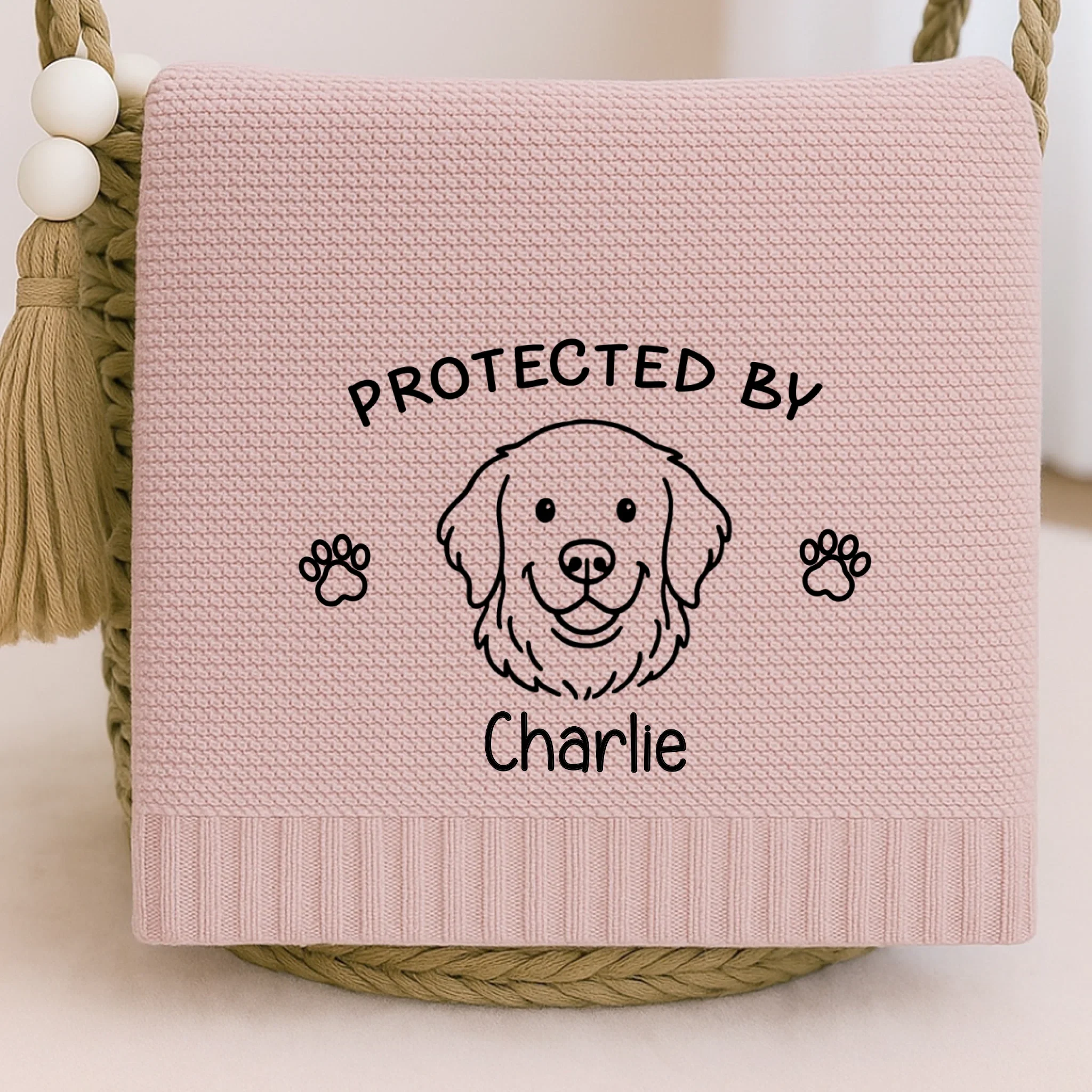 Custom Embroidered Knitted Baby Blanket - Personalized Baby Shower, Gender Reveal Gifts For New Moms, New Dads, New Parents, Dog Dad And Mom - Tiny Hands Big Dreams Ahead - Robaser