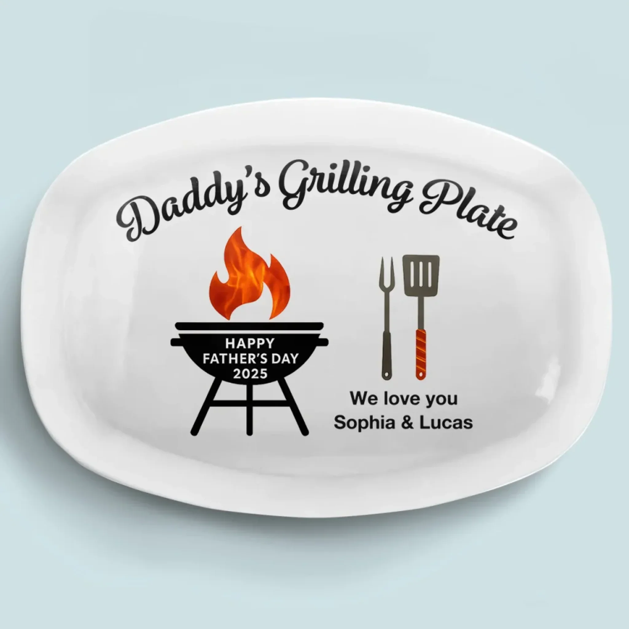 Fired Up For Father  s Day - Family Personalized Custom Platter - Father's Day, Gift For Dad, Grandpa - Robaser