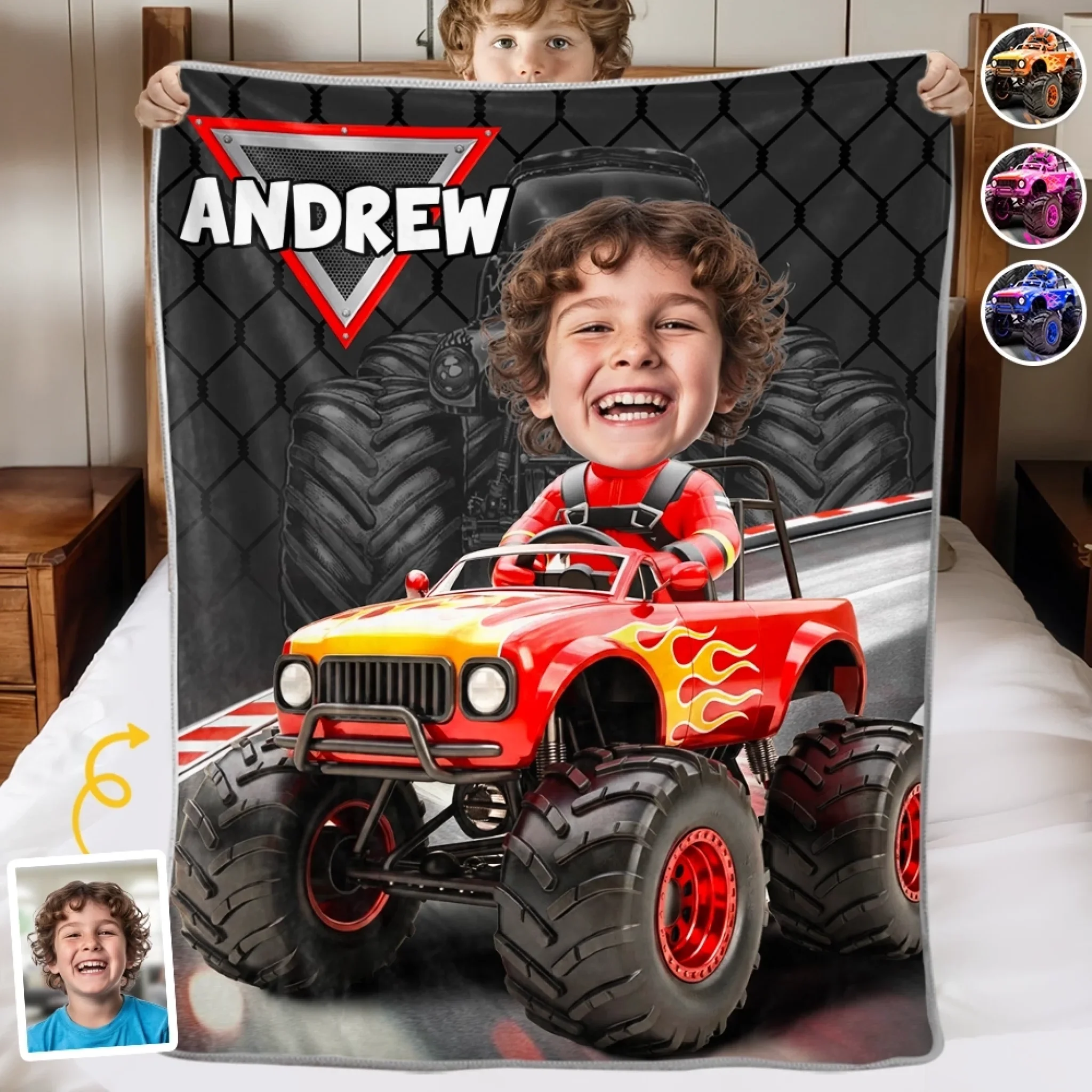 Custom Photo Blanket - Personalized Birthday Gifts For Kids - Racing Into Adventure - Robaser