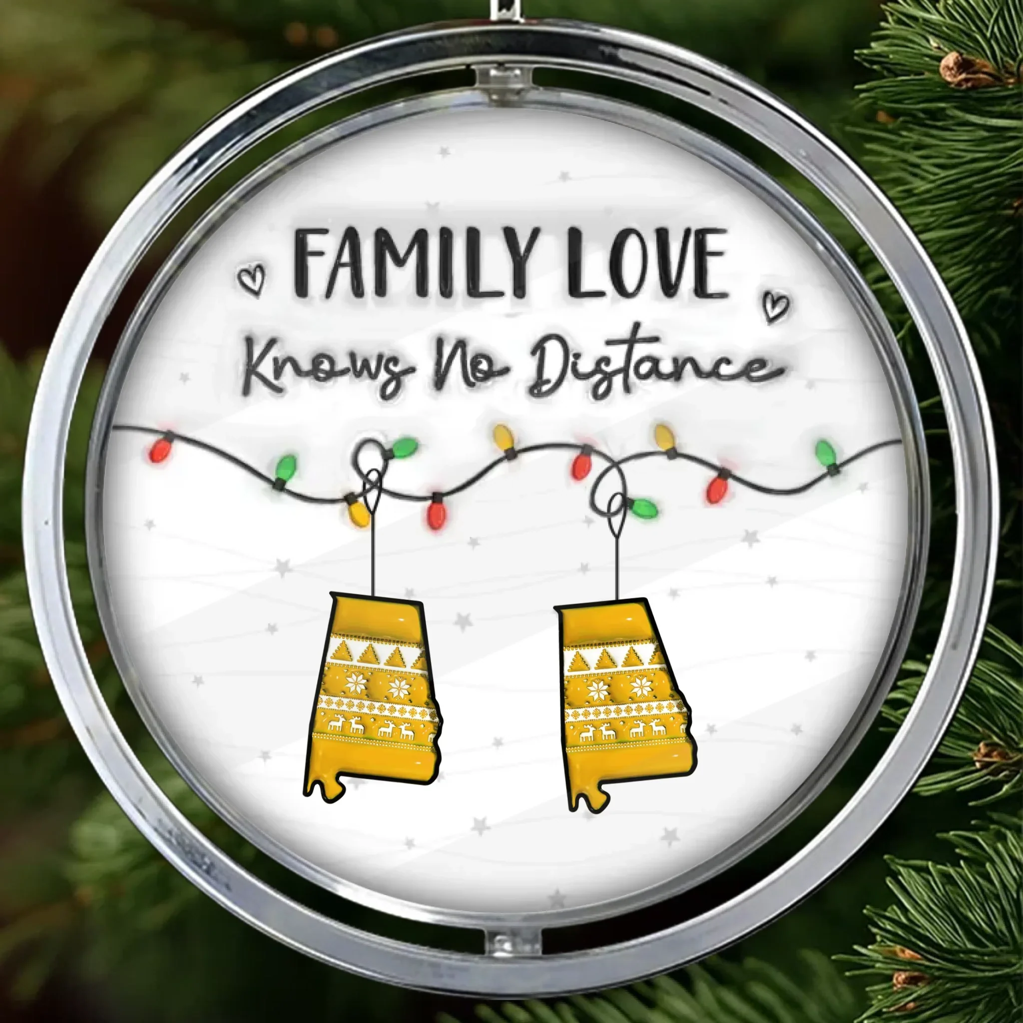 Custom Long Distance Acrylic Rotating Ornament - Personalized Christmas Birthday Gifts For Mom, Dad, Brother, Sister, Kids - Love Makes Every Christmas Bright - Robaser