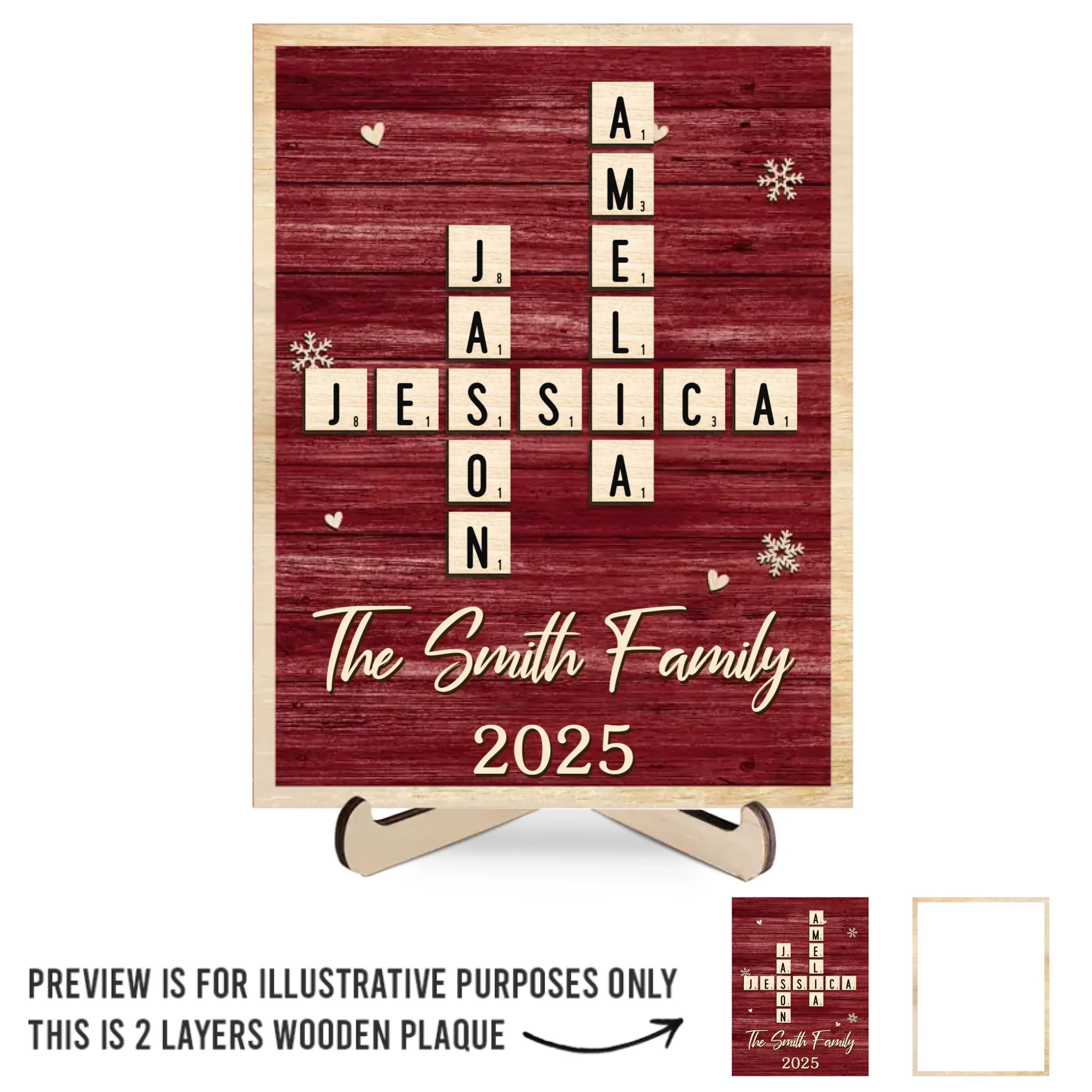 Custom Scrabble 2-Layered Wooden Plaque - Personalized Christmas Birthday Gifts For Mom, Dad, Brother, Sister, Kids - Together We Sparkle - Robaser