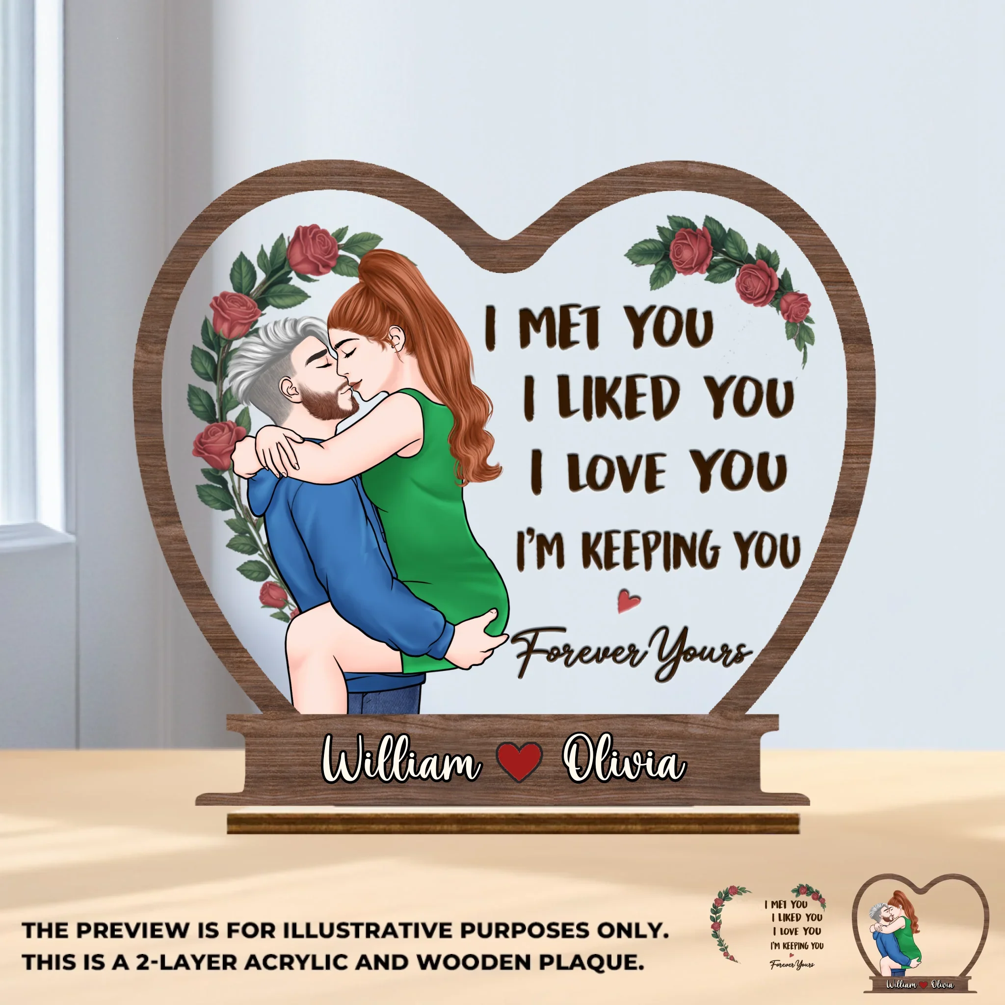 Custom Wood & Acrylic Plaque - Personalized Anniversary Wedding Gifts For Husband And Wife, Him And Her - You  re The One I Want - Robaser