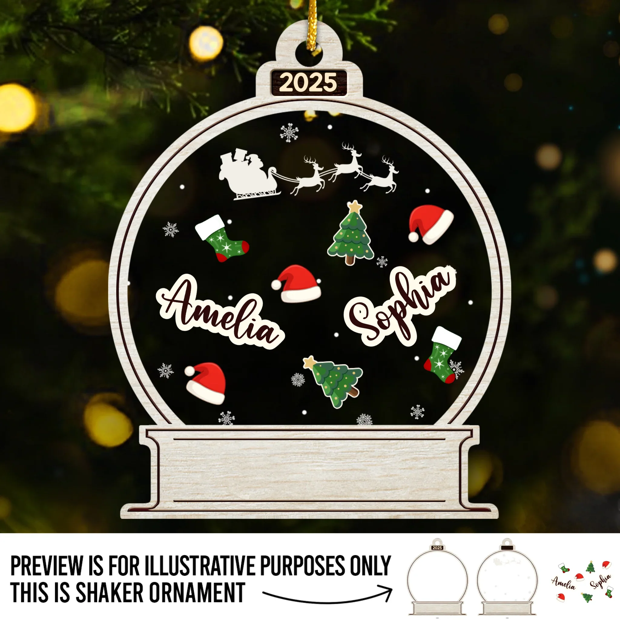 Custom 3 Layers Shaker Ornament - Personalized Christmas Birthday Gifts For Mom, Dad, Kids - From Our Hearts To Our Tree - Robaser