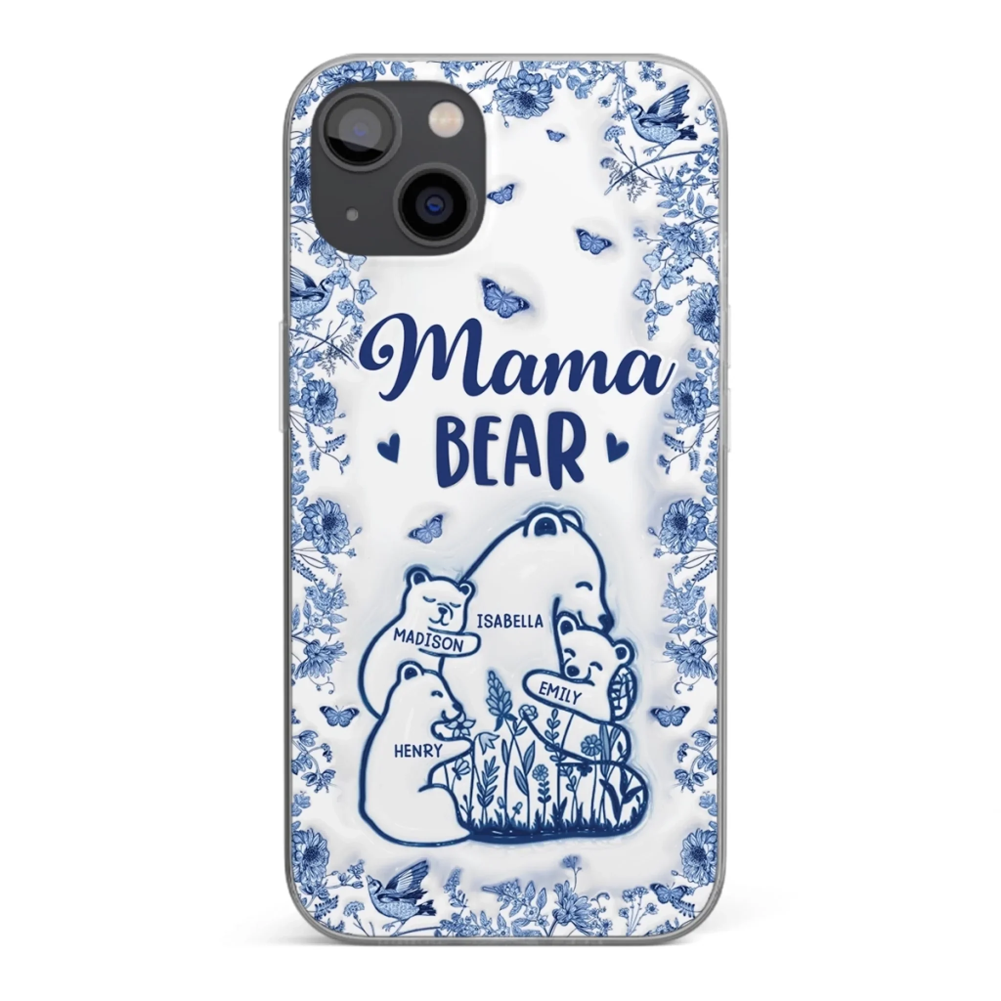 Custom 3D Inflated Effect Printed Clear Phone Case - Personalized Birthday Gifts For Mom, Grandma - Love You Beary Much - Robaser