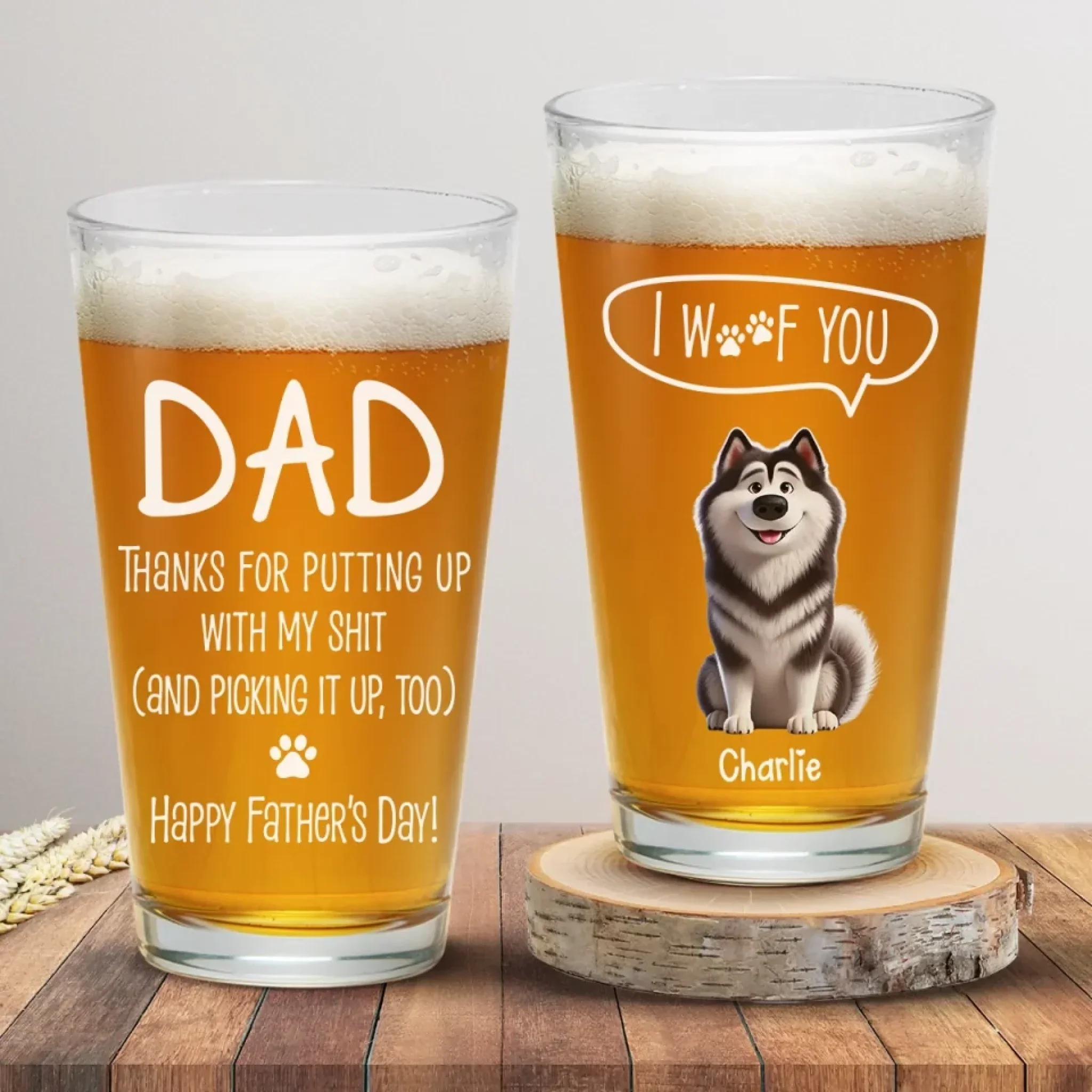 Happy Father's Day To My Snack Provider - Dog Personalized Custom Beer Glass - Father's Day, Gift For Pet Owners, Pet Lovers - Robaser