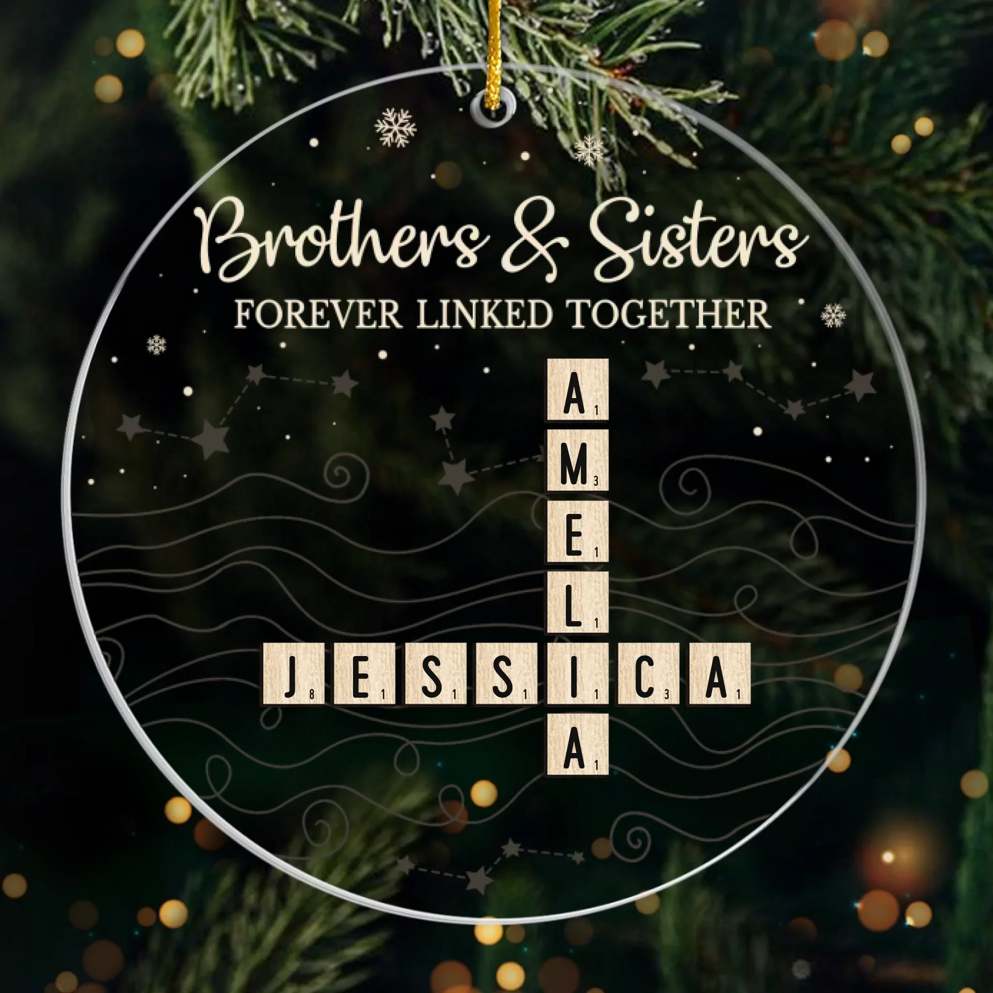 Custom Scrabble Acrylic Ornament - Personalized Christmas Birthday Gifts For Brother, Sister - Growing Side By Side Always - Robaser