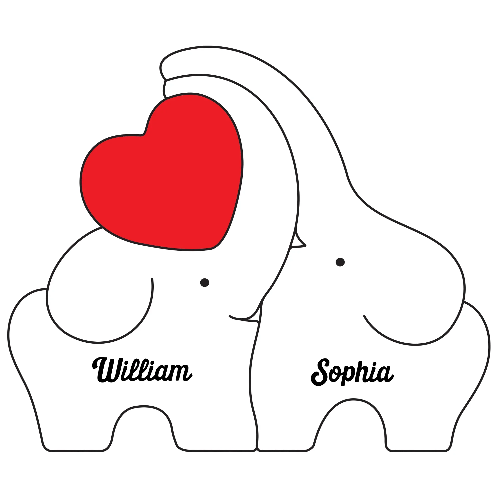 Custom Elephant Shaped Wooden Art Puzzle - Personalized Anniversary Wedding Gifts For Husband And Wife, Him And Her - Love The Way We Are Together - Robaser