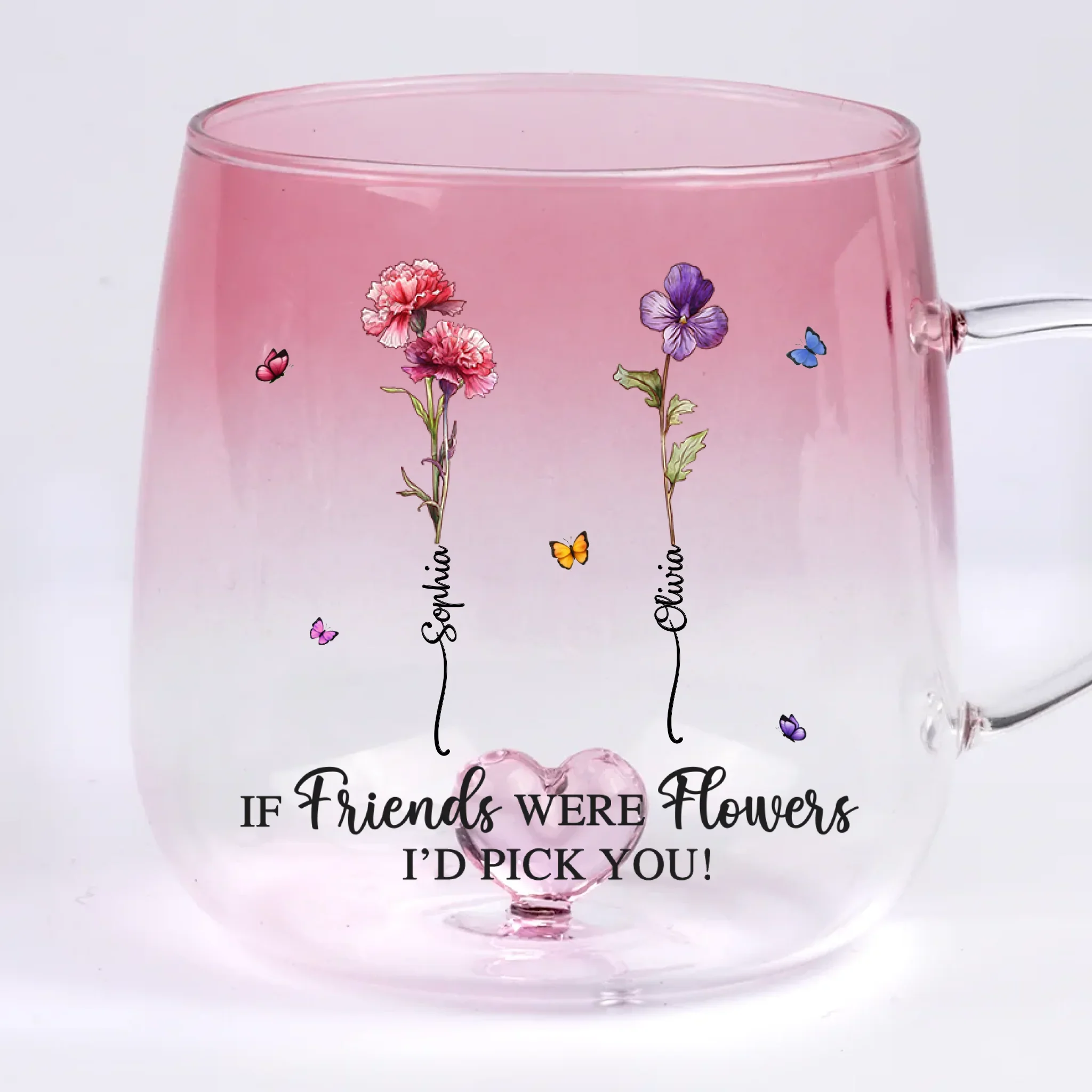 Custom Gradient Glass Mug - Personalized Best Friend Birthday Gifts For Women, Besties, Sisters, BFF - Best Friends, Forever Bond - Robaser