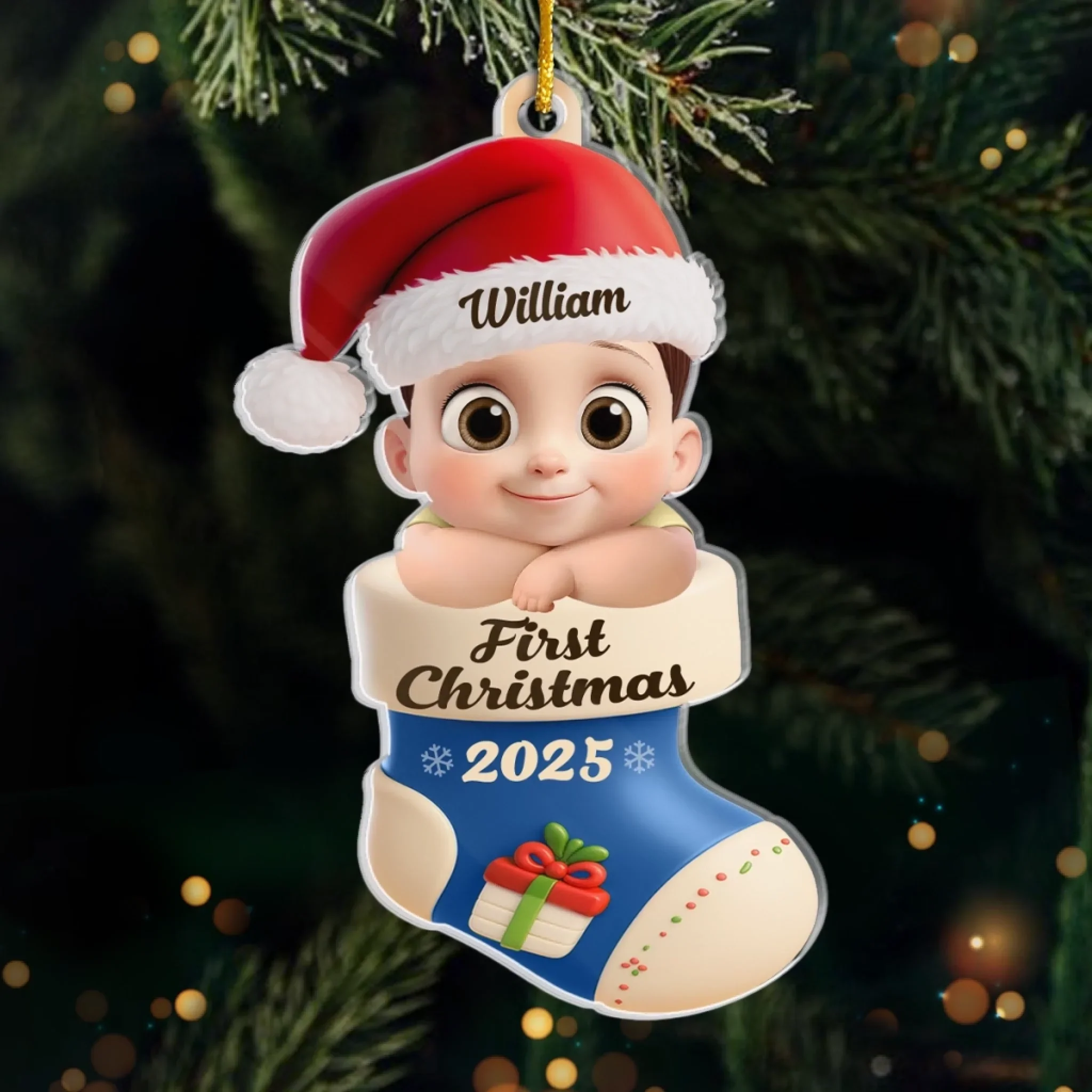 Custom Acrylic Ornament - Personalized Christmas Baby Shower, Gender Reveal Gifts For New Moms, New Dads, New Parents - Too Cute To Be Pine - Robaser