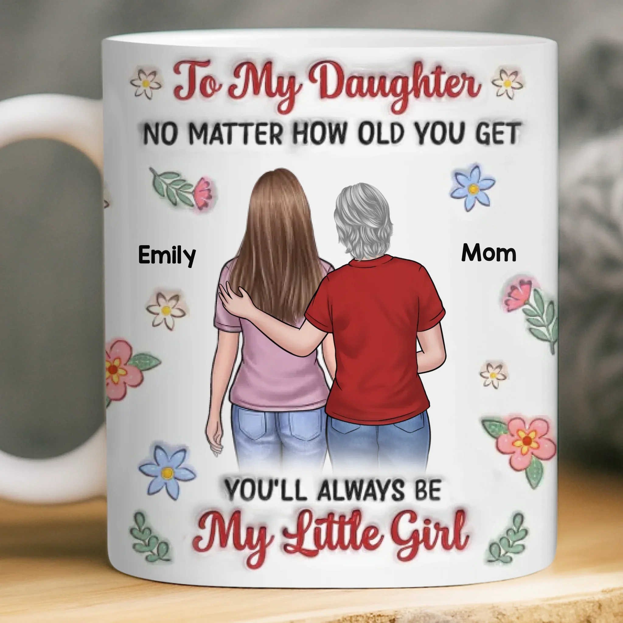 Custom Mug - Personalized Birthday Gifts For Dad, Mom, Daughter - Love Grows In Every Embrace - Robaser