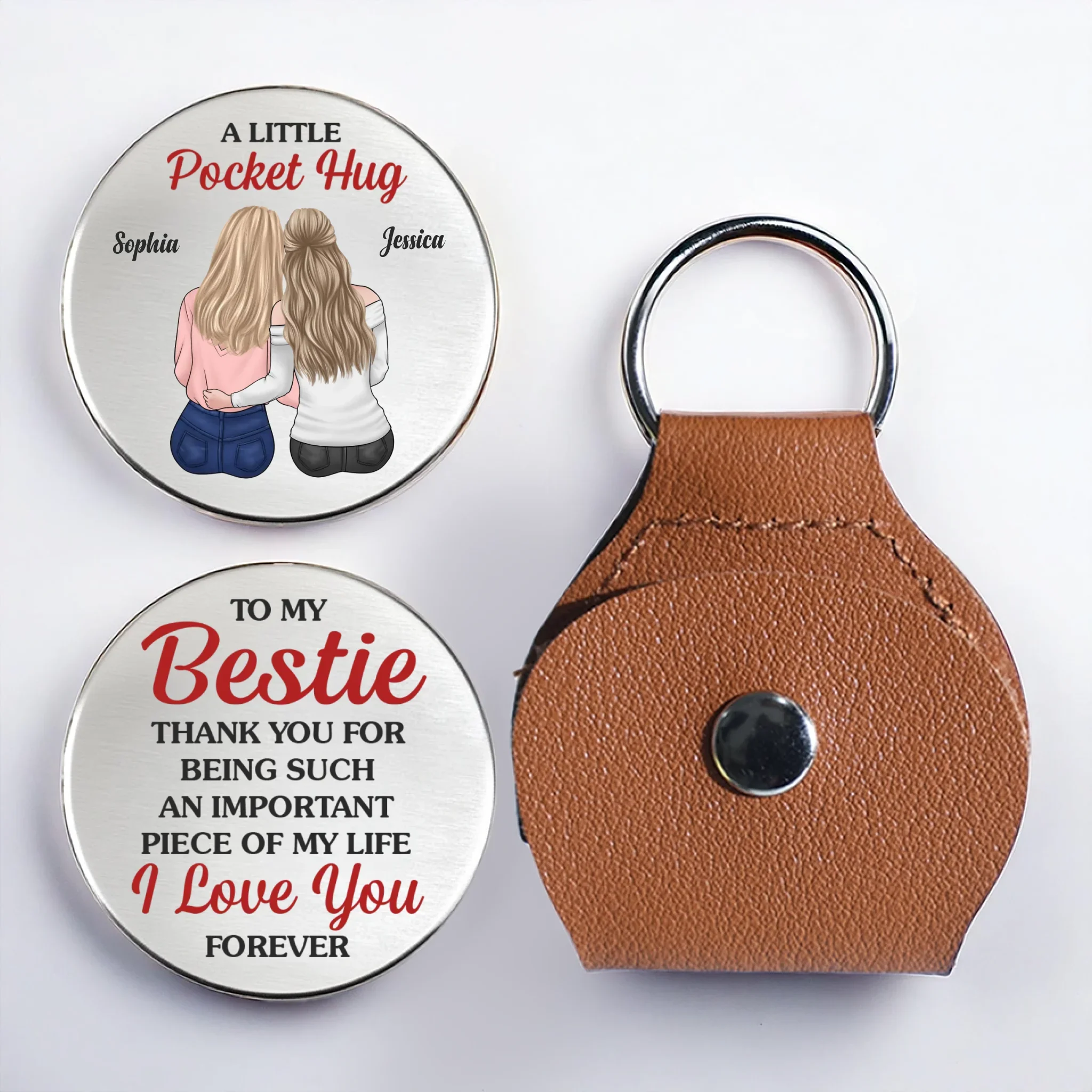 Custom Pocket Hug - Personalized Best Friend Birthday Gifts For Women, Besties, Sisters, BFF - Laughs Louder When You Are Around - Robaser