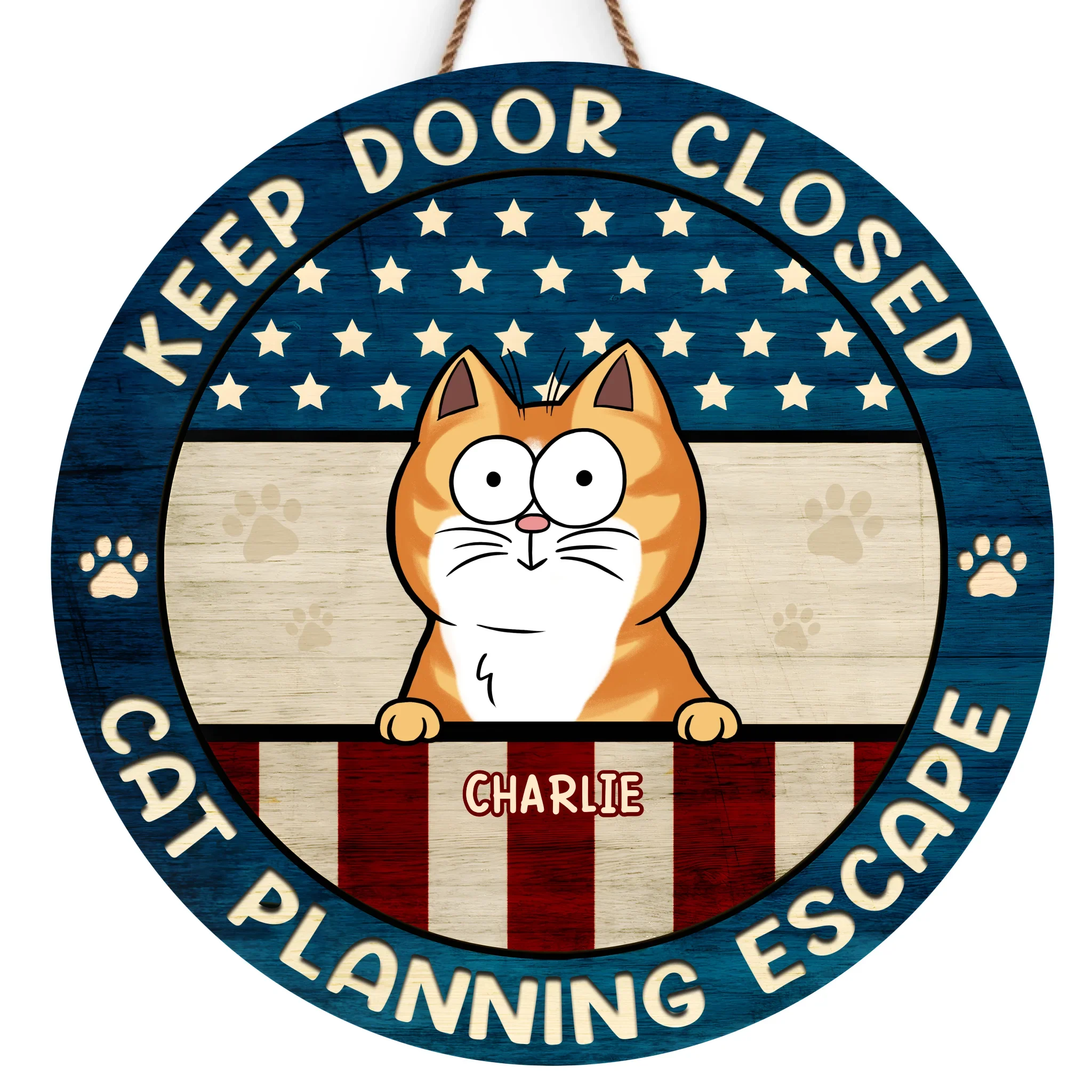 Custom Home Decor Wood Sign - Personalized Birthday Gifts For Cat Lovers, Cat Mom And Dad - Keep Door Closed, Cats Inside - Robaser