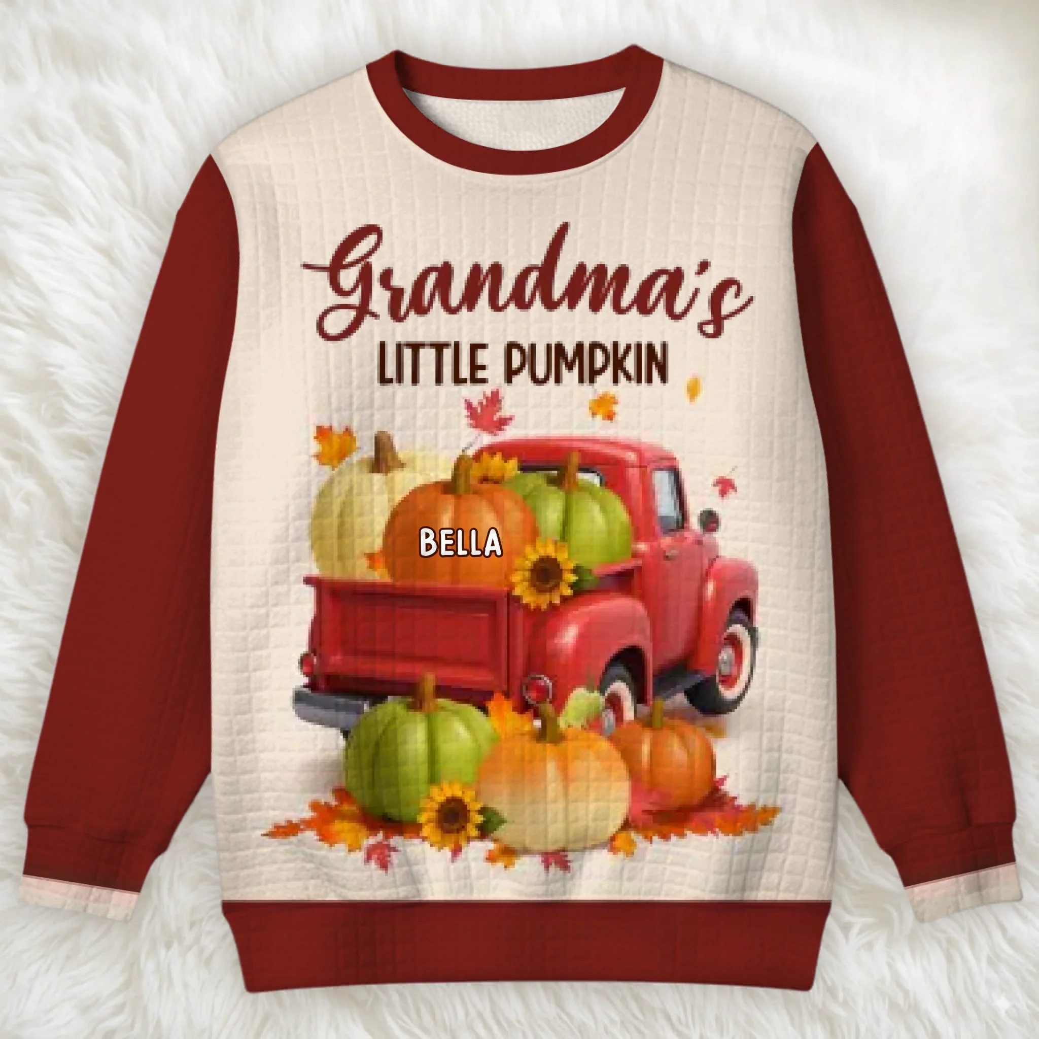 Custom Fall Autumn Waffle Sweatshirt - Personalized Birthday Gifts For Mom, Grandma - Laughter Echoes Through Every Hug - Robaser