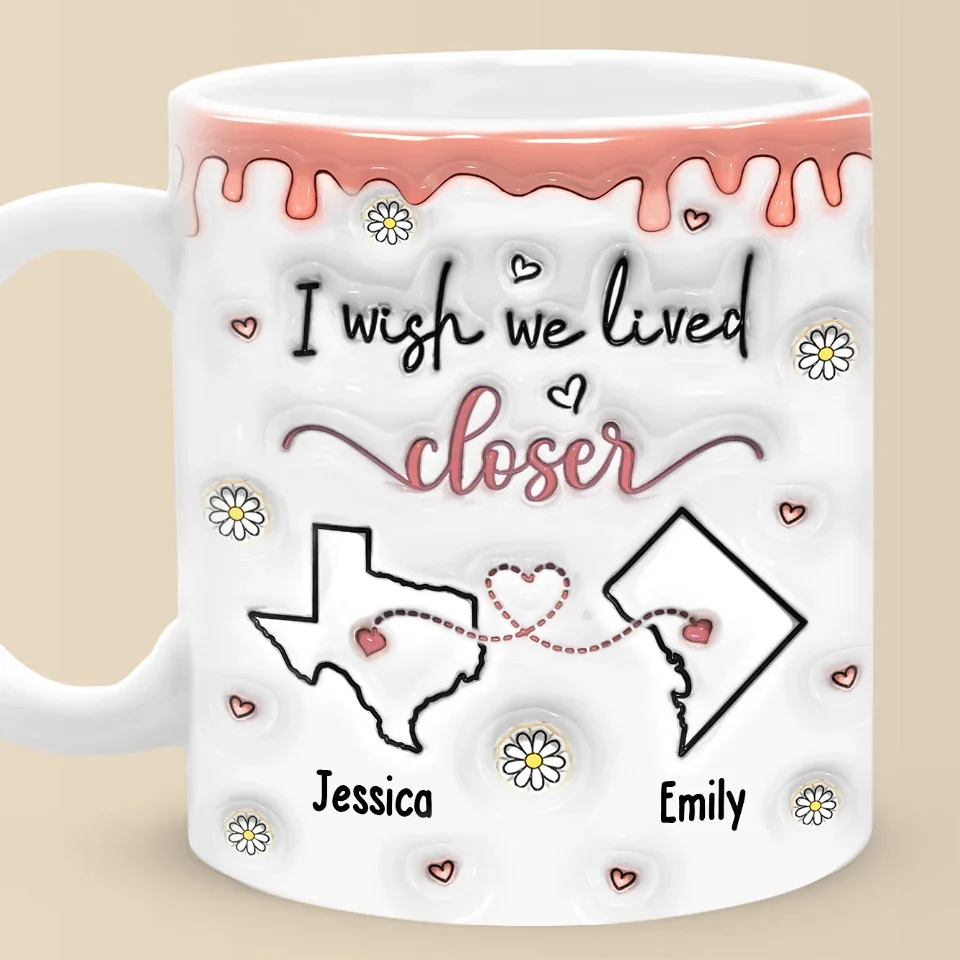 Friendship Transcends Distance And Time - Bestie Personalized Custom 3D Inflated Effect Printed Mug - Gift For Best Friends, BFF, Sisters - Robaser