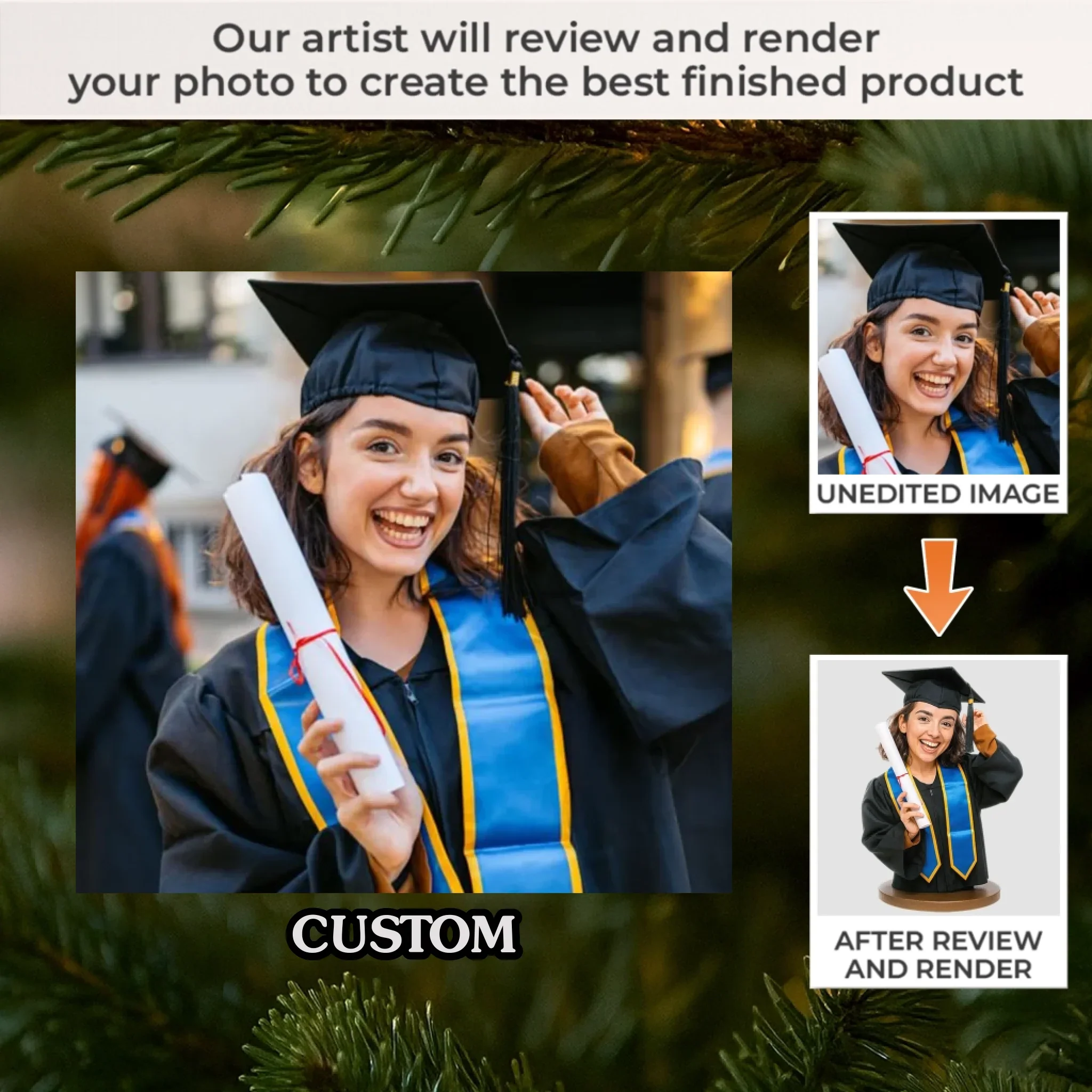 Custom Photo Acrylic Ornament - Personalized Christmas Graduation Gifts For Him, Her - Class Of Champions - Robaser