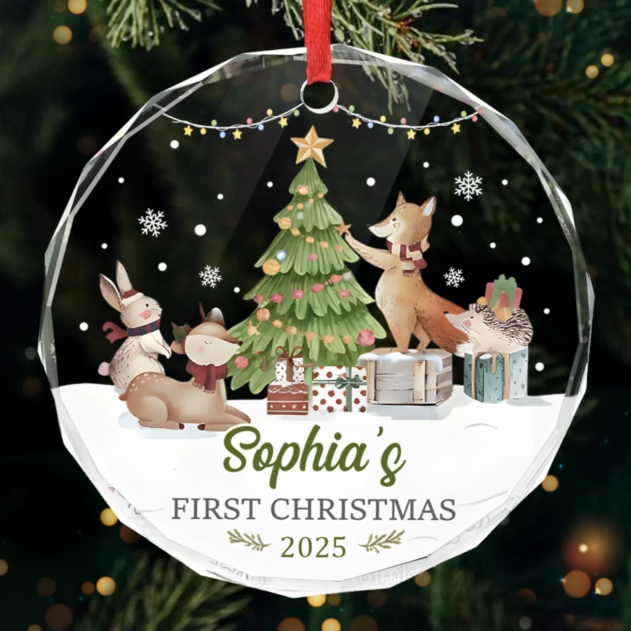 Custom Baby First Christmas Glass Ornament - Personalized Christmas Baby Shower, Gifts For New Moms, New Dads, New Parents - Our Heart  s First Christmas Ornament - Robaser