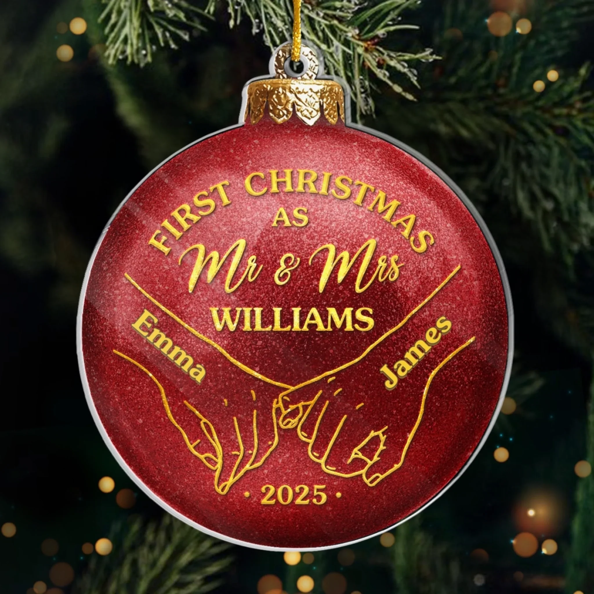 Custom Acrylic Ornament - Personalized Anniversary Christmas Wedding Gifts For Husband And Wife, Him And Her - First Christmas, Forever To Go - Robaser
