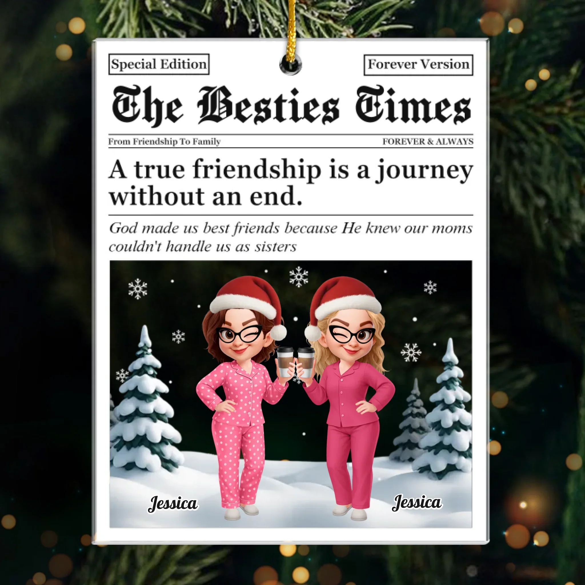 Custom Acrylic Ornament - Personalized Best Friend Christmas Birthday Gifts For Women, Besties, Sisters, BFF - Front Page Of My Heart - Robaser