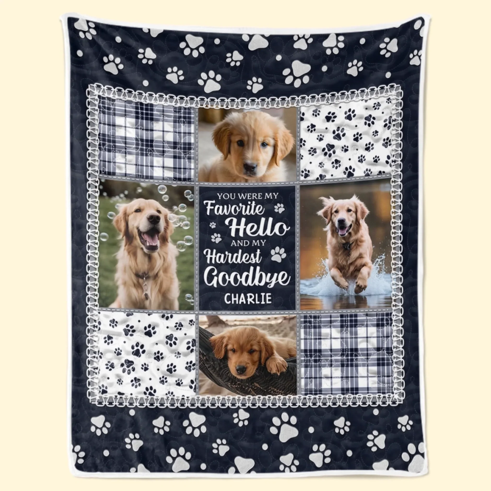Custom Photo Blanket - Personalized Pet Christmas Memorial Sympathy Gifts For Dogs, Cats - Your Paw Prints Are Etched In My Heart - Robaser