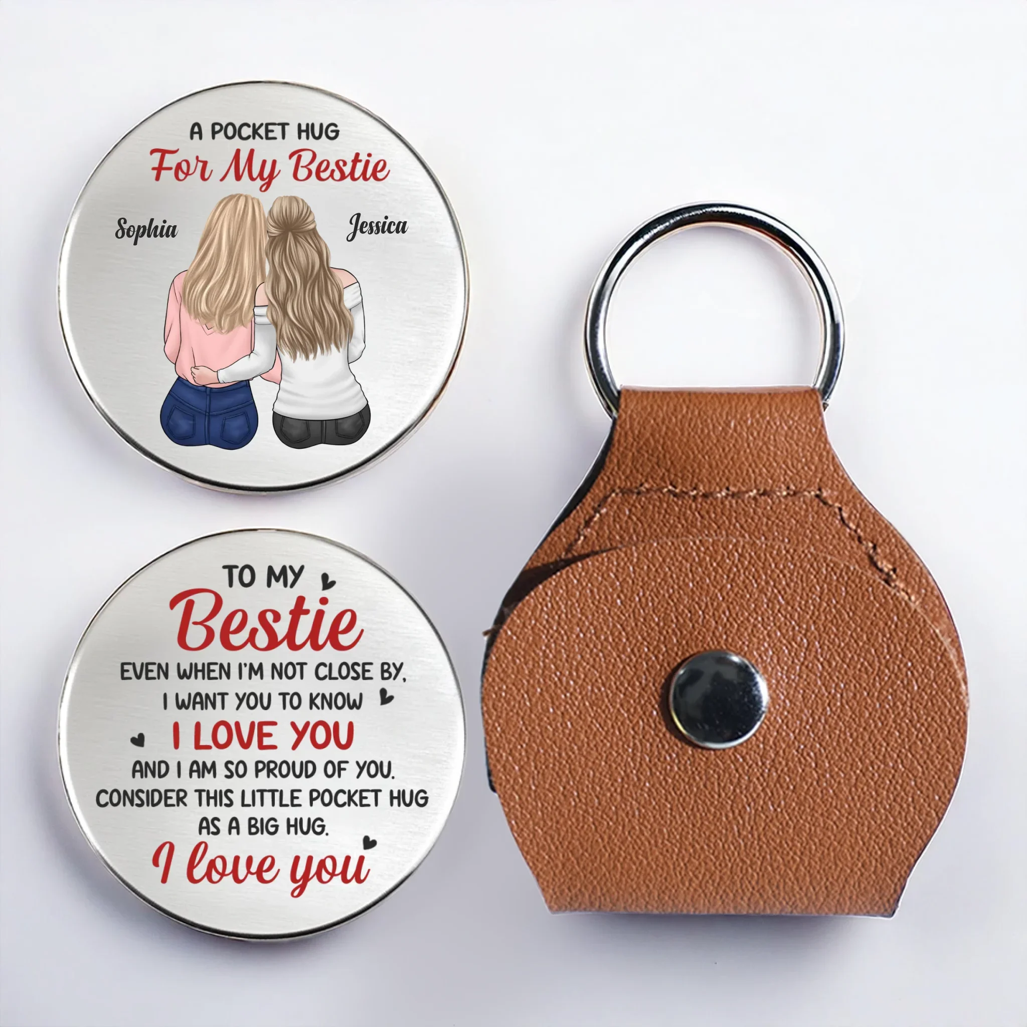 Custom Pocket Hug - Personalized Best Friend Birthday Gifts For Women, Besties, Sisters, BFF - A Million Memories One Unbreakable Bond - Robaser