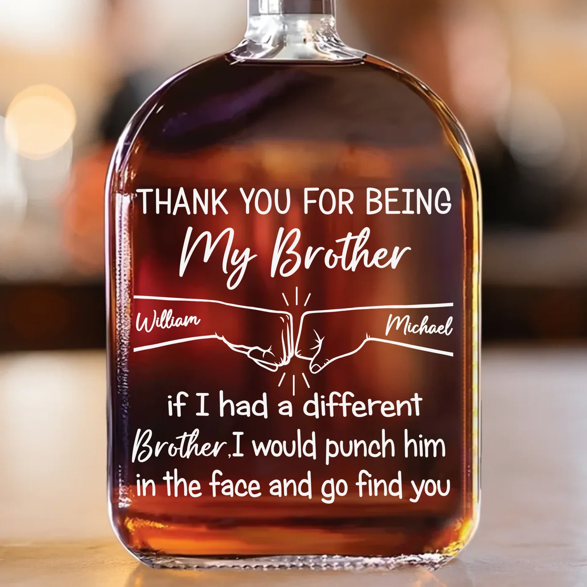 Custom Whiskey Bottle - Personalized Birthday Gifts For Mom, Dad, Brother, Sister, Best Friends - Always By Your Side - Robaser