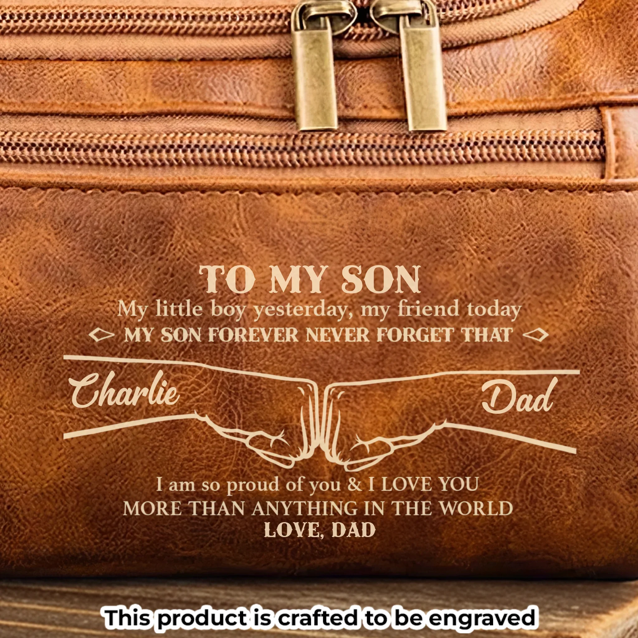 Custom Engraved Leather Toiletry Bag - Personalized Birthday Gifts For Son - Carry Confidence Wherever You Go - Robaser